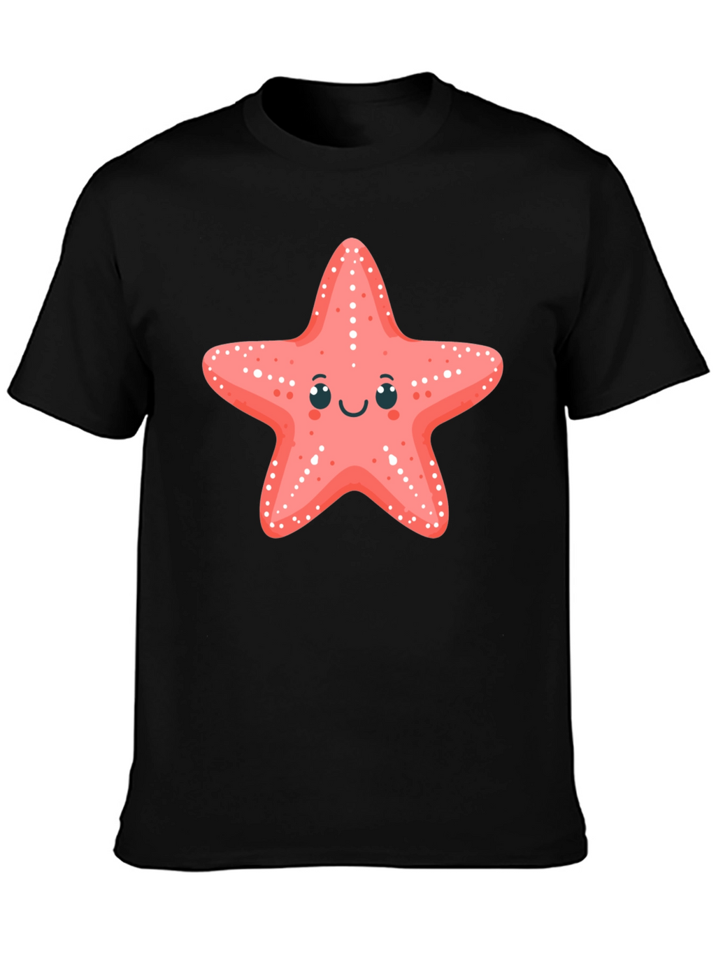 Cute Starfish Graphic Tee - Black Cotton T-Shirt