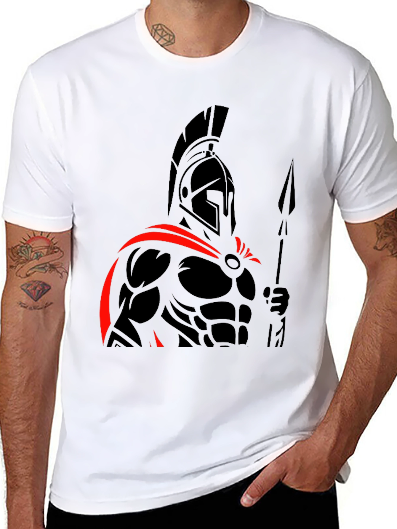 Spartan Warrior Graphic Tee - Black