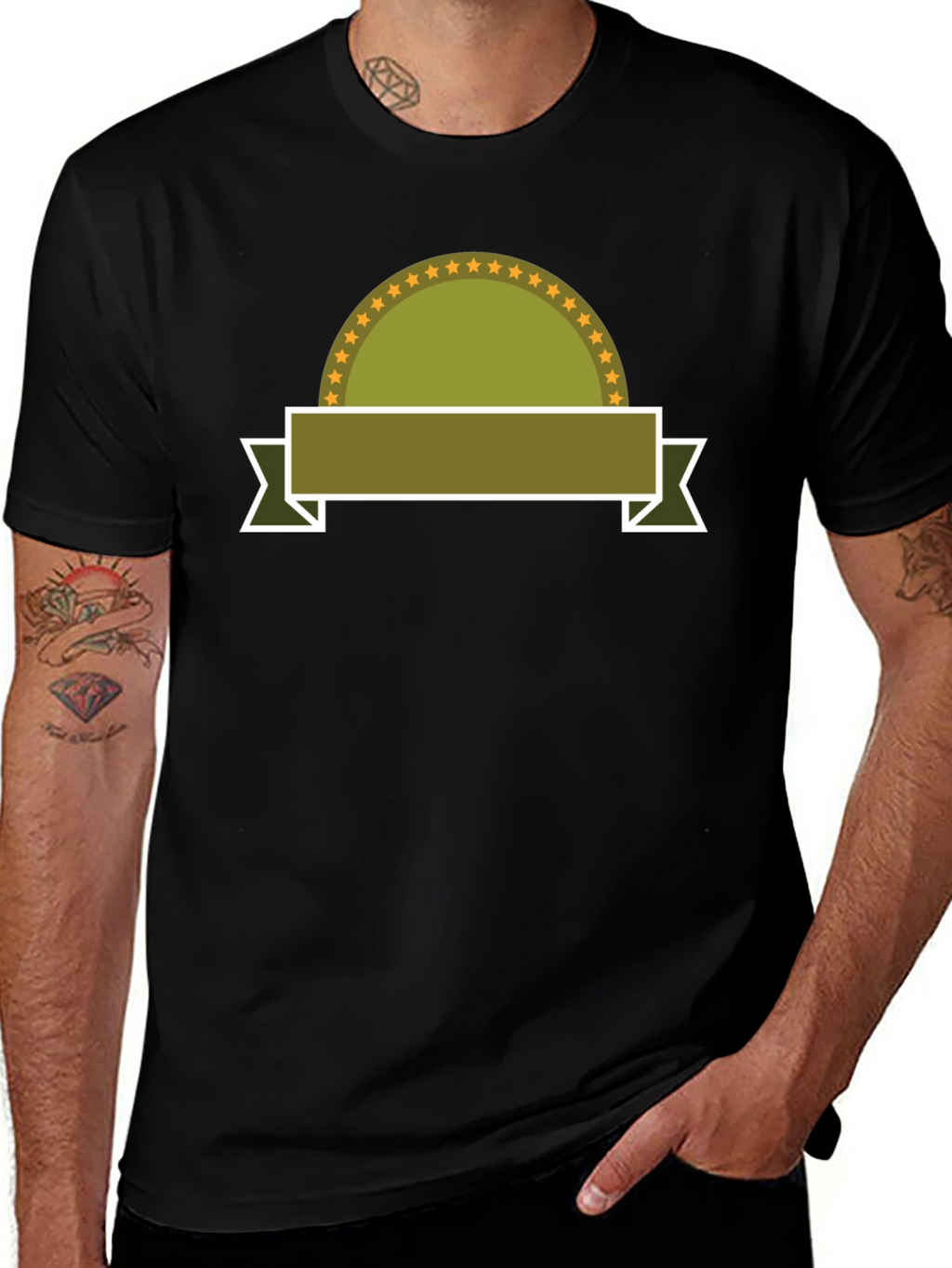 Embroidered Emblem Black T-Shirt