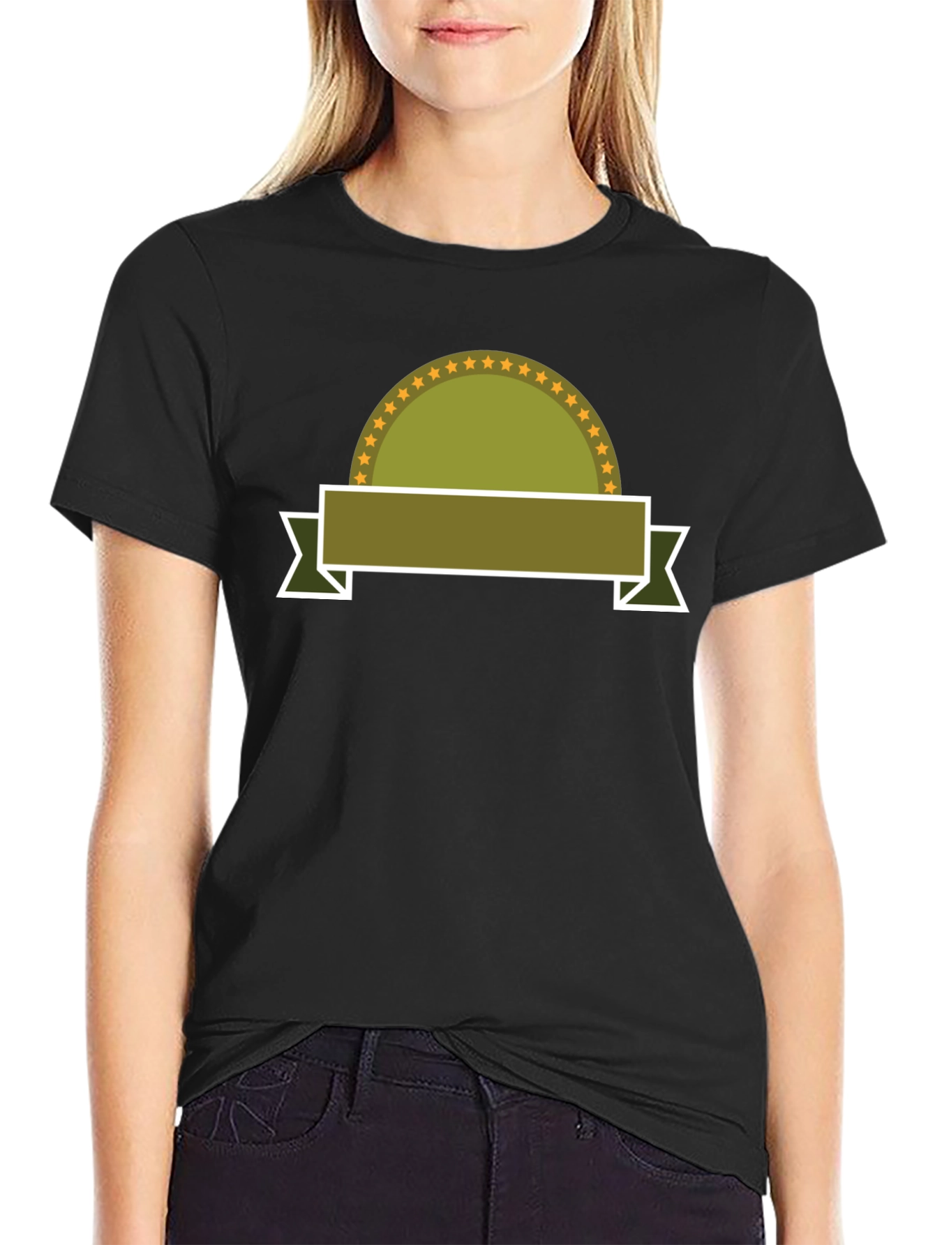 Embroidered Emblem Black T-Shirt