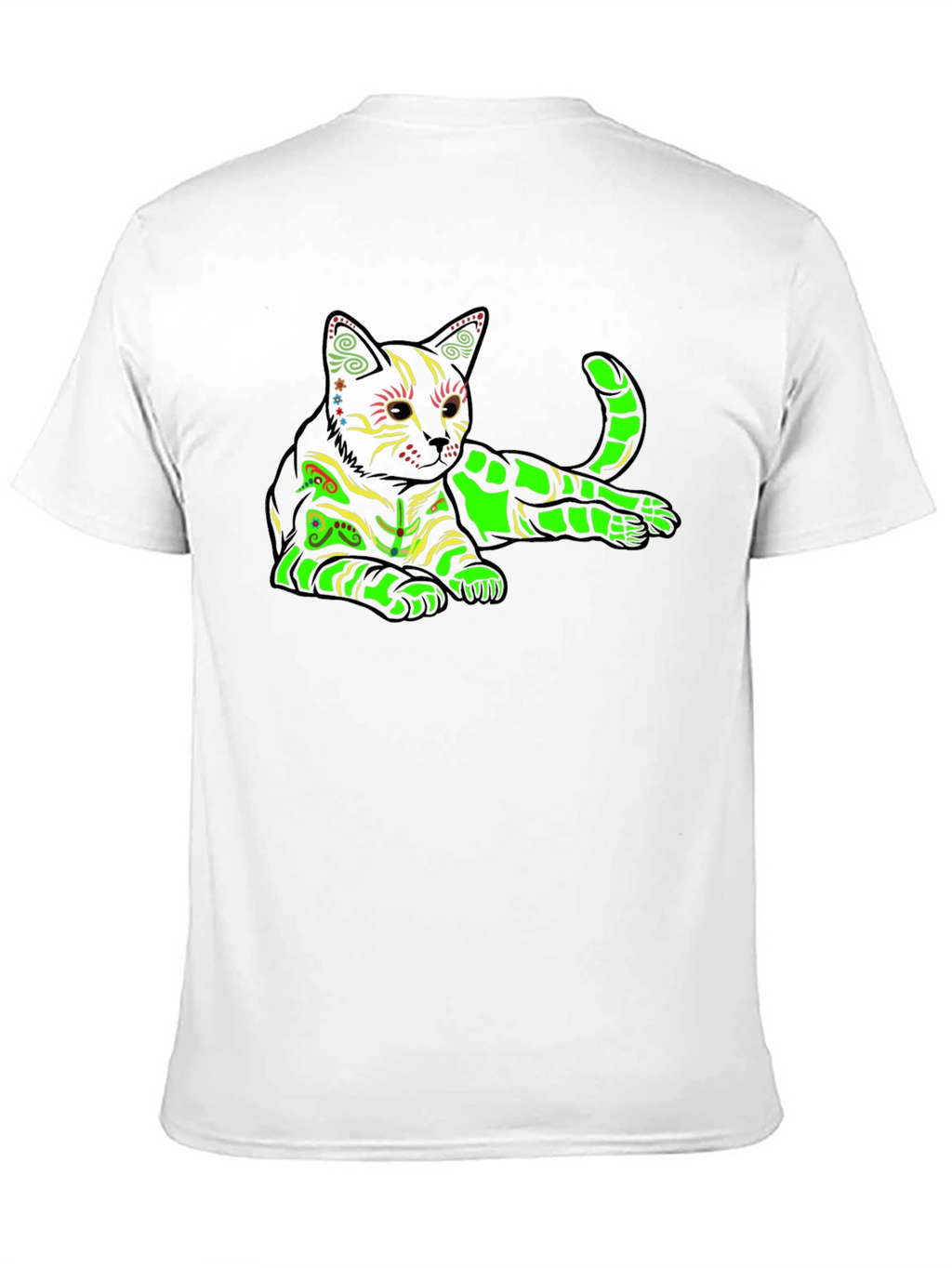 Neon Cat Graphic T-Shirt - Black