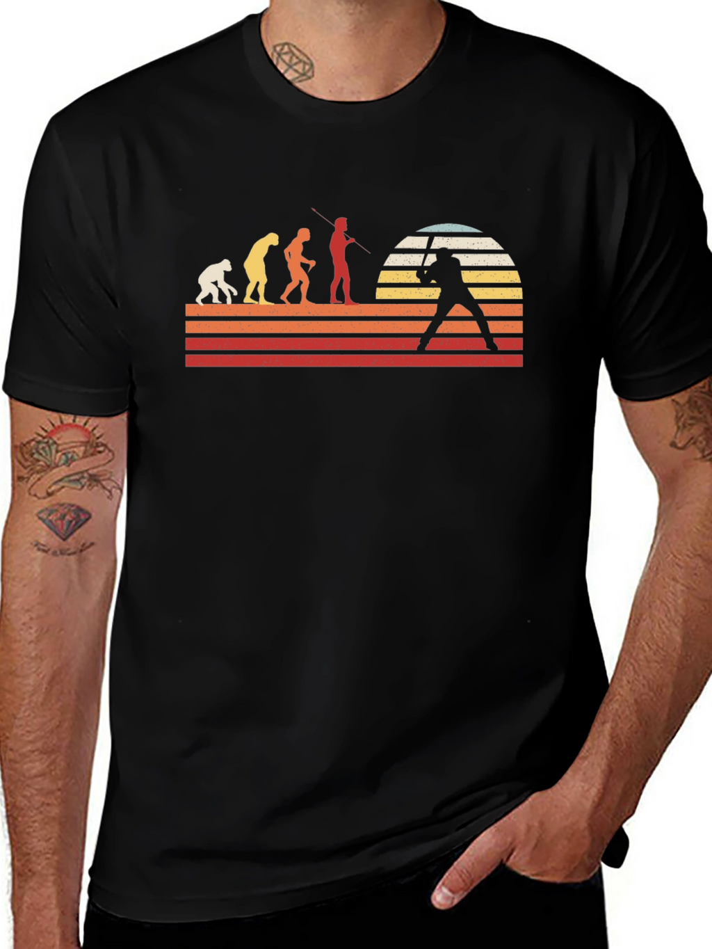 Evolution of Man Baseball Graphic T-Shirt