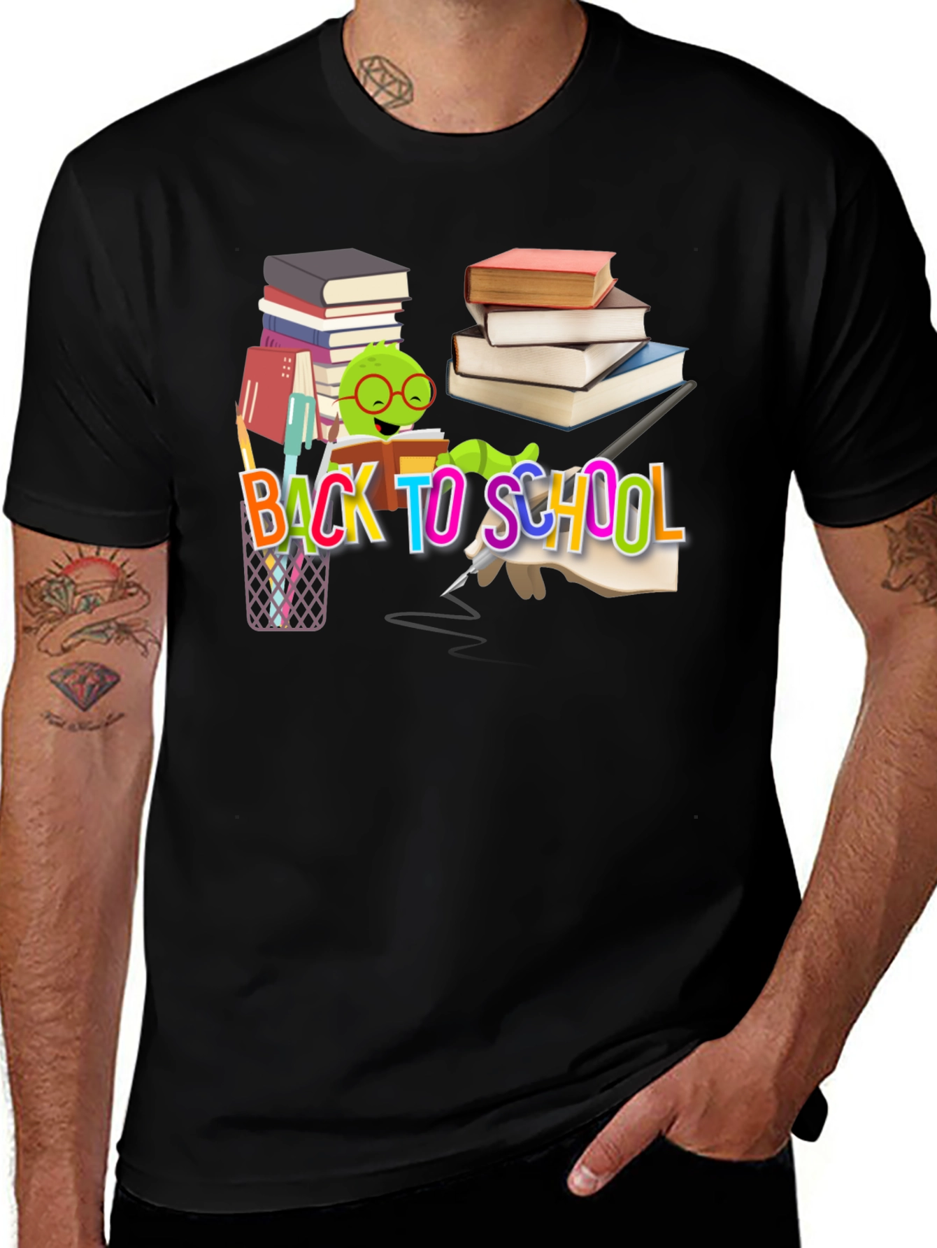 Back to School T-Shirt with Bookworm Design