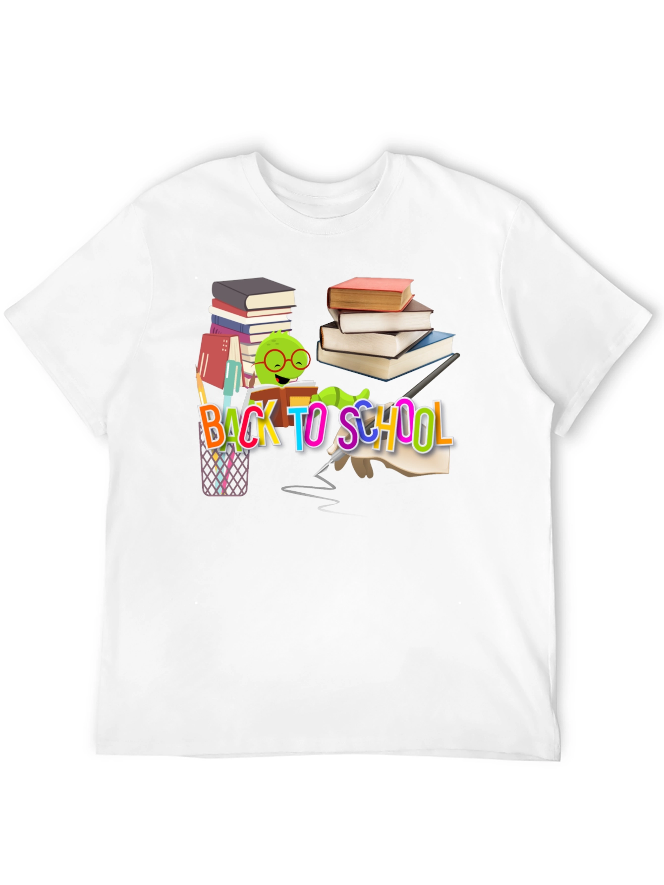 Back to School T-Shirt with Bookworm Design