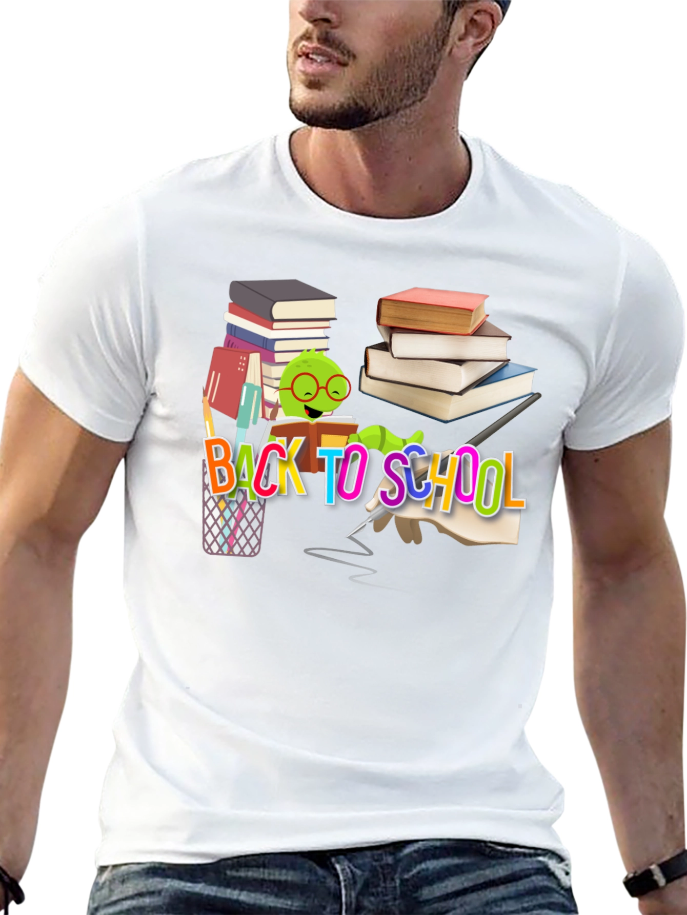Back to School T-Shirt with Bookworm Design