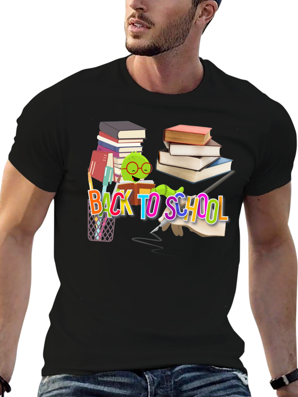 Back to School T-Shirt with Bookworm Design