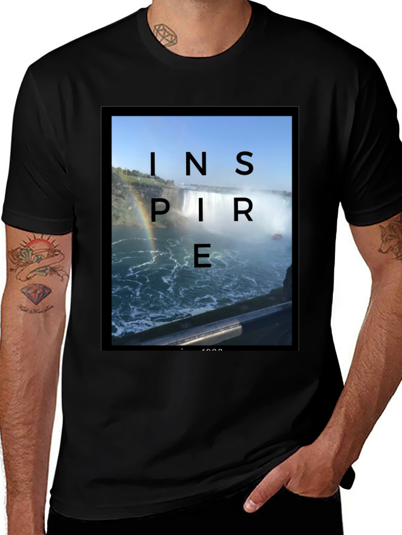 Inspire Waterfall Black T-Shirt