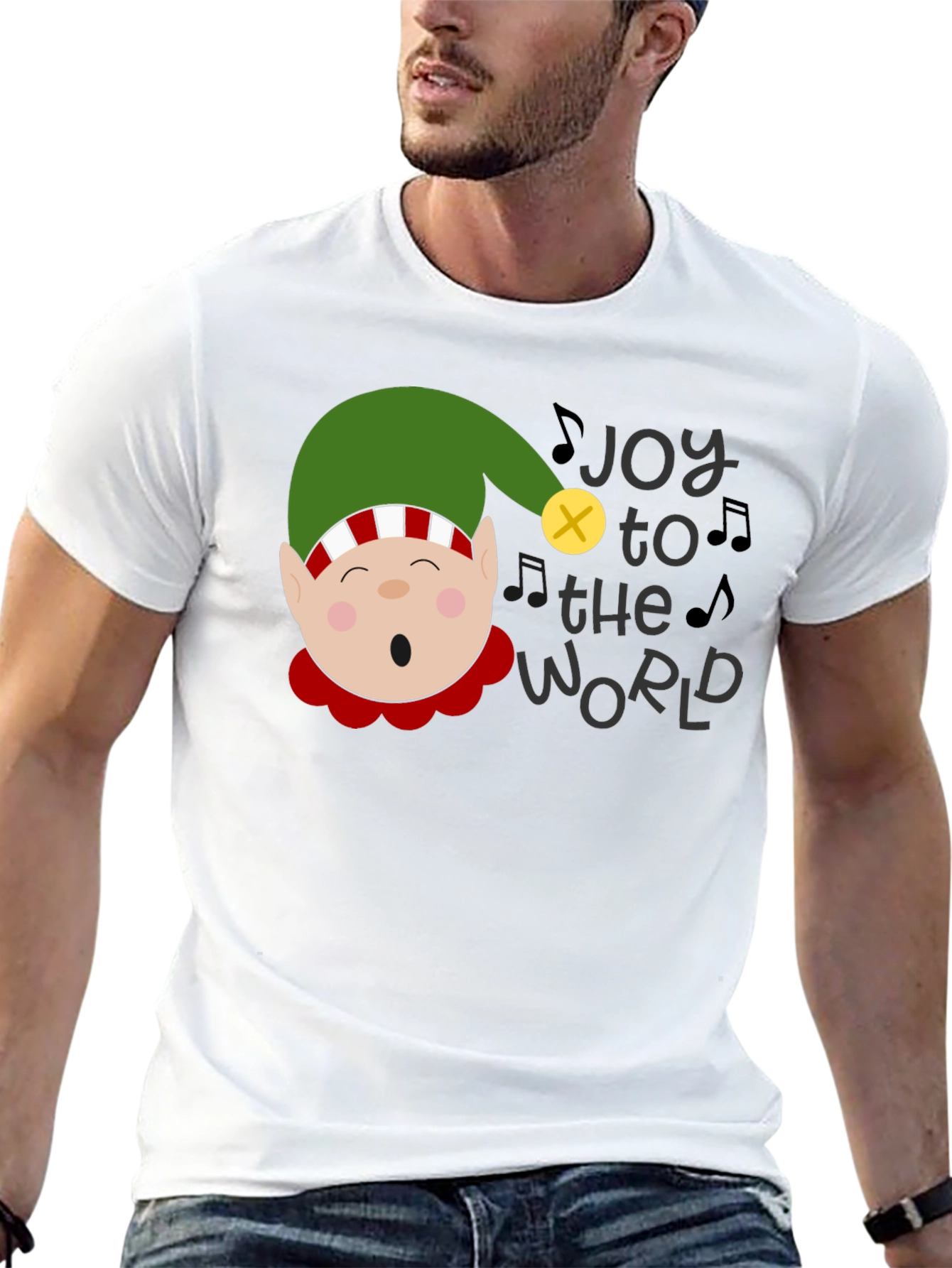 Joy to the World Christmas Elf Graphic Tee
