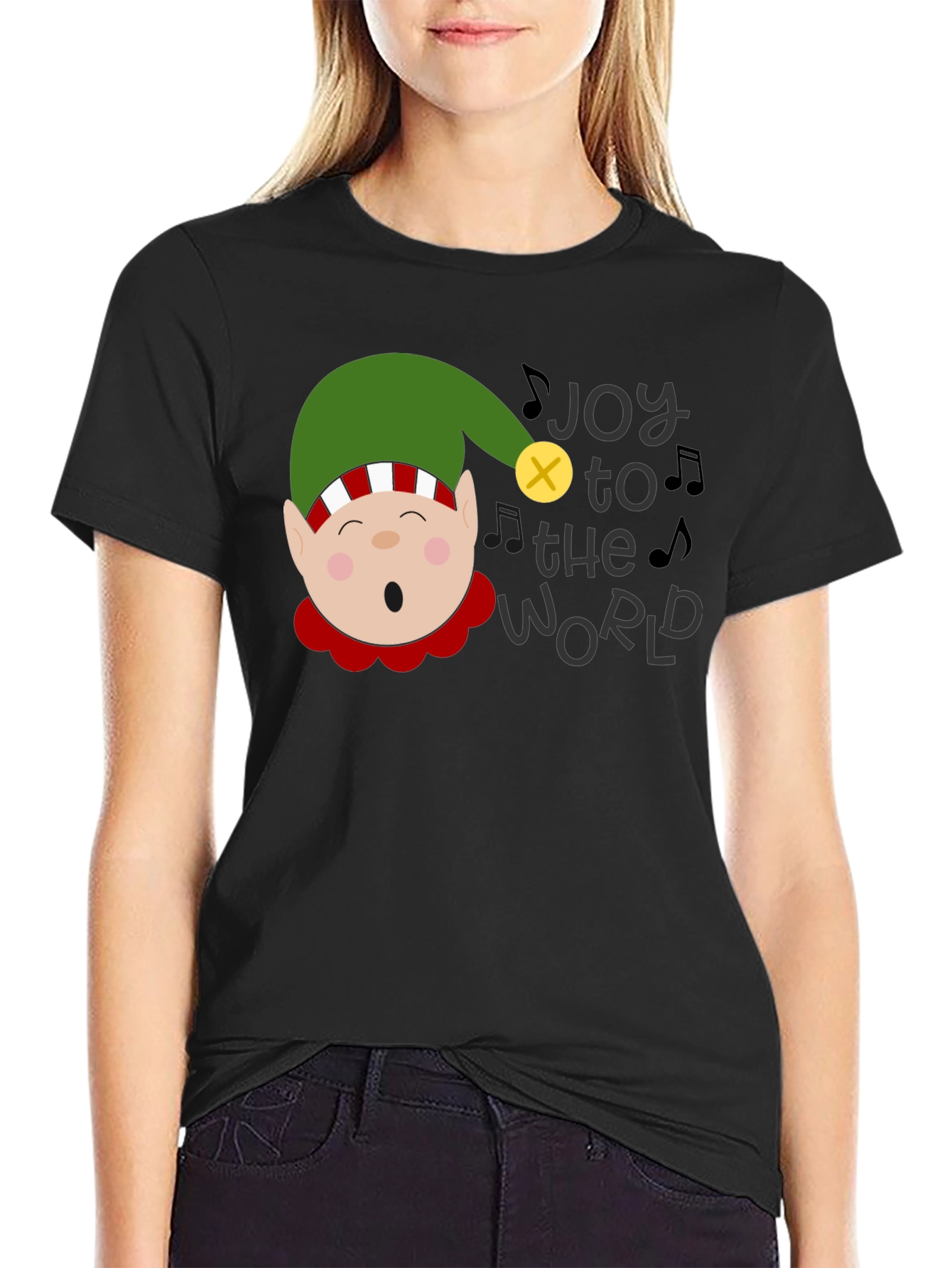 Joy to the World Christmas Elf Graphic Tee
