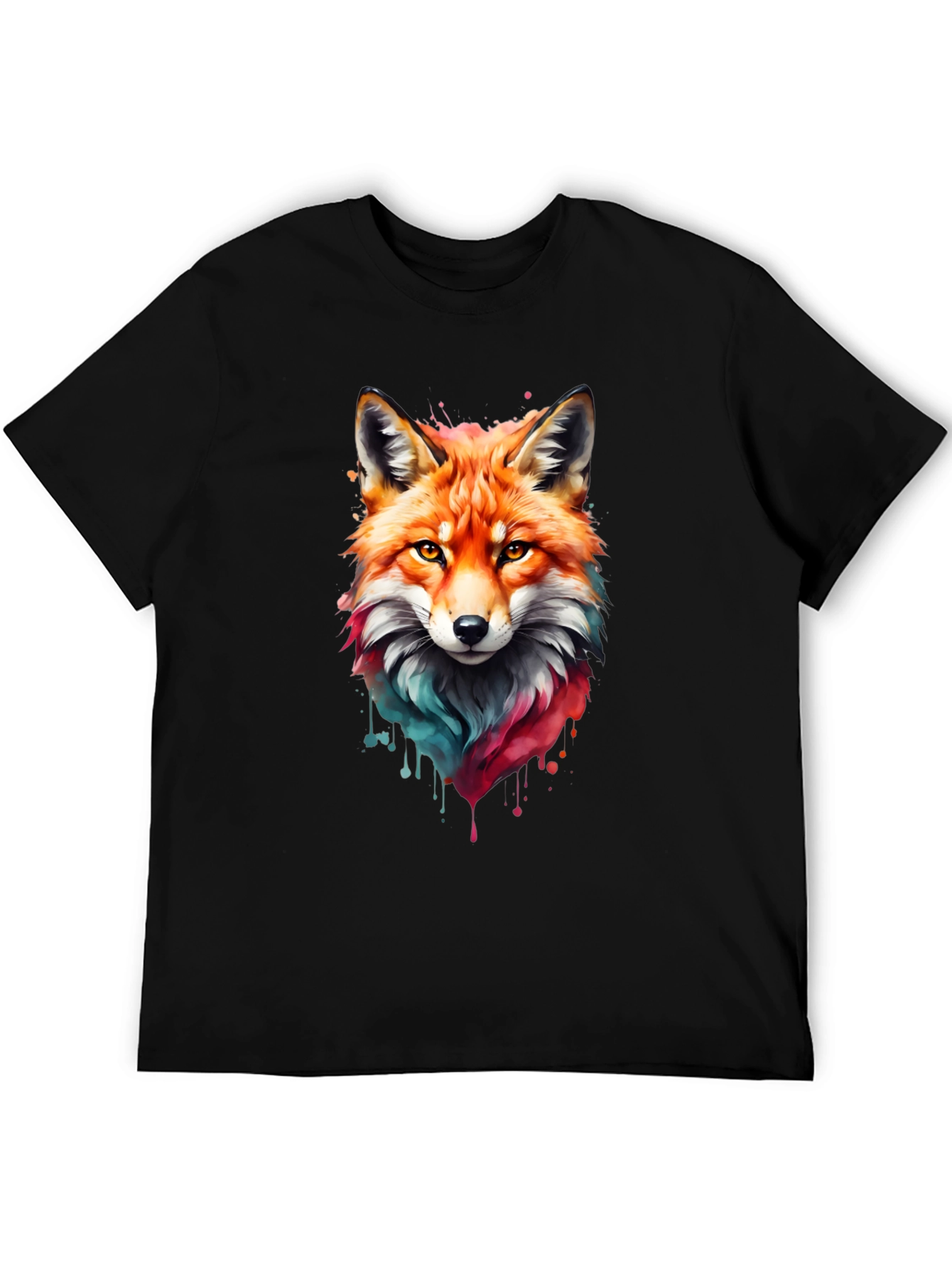 Fox Watercolor Graphic Tee - Artistic Animal Print