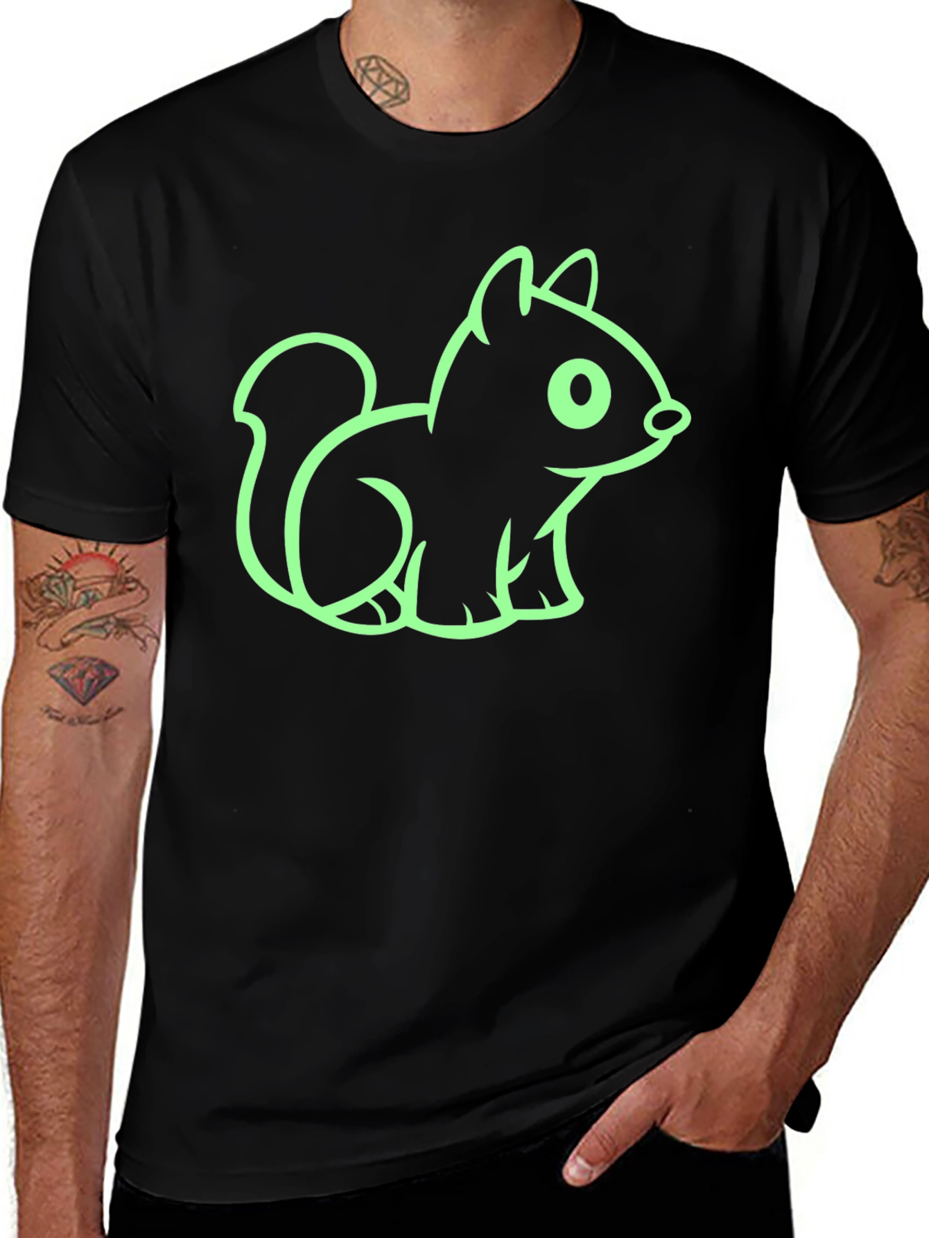Squirrel Graphic Tee - Black Cotton Blend