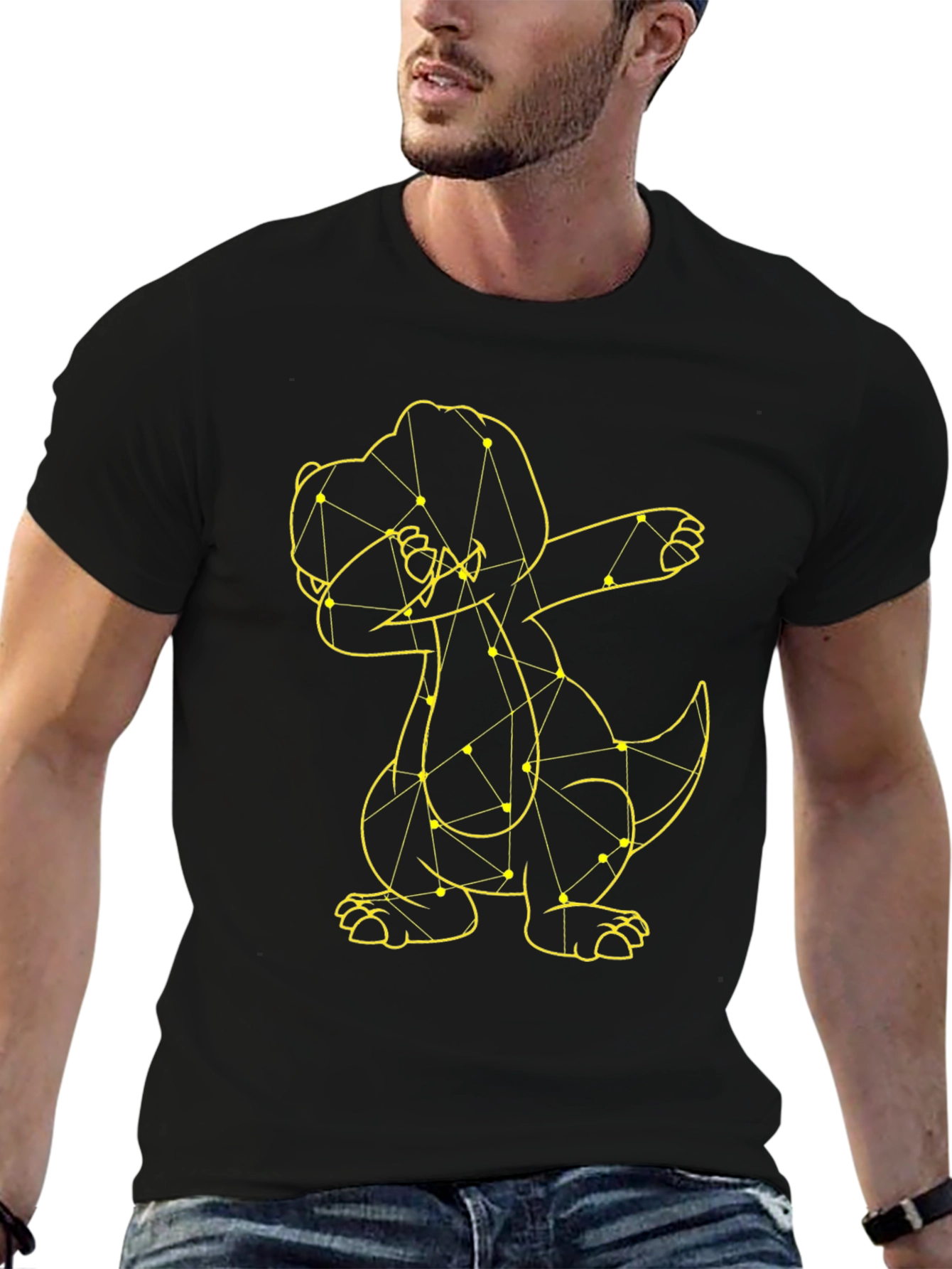 Dabbing Dinosaur Tee - Black Cotton T-Shirt