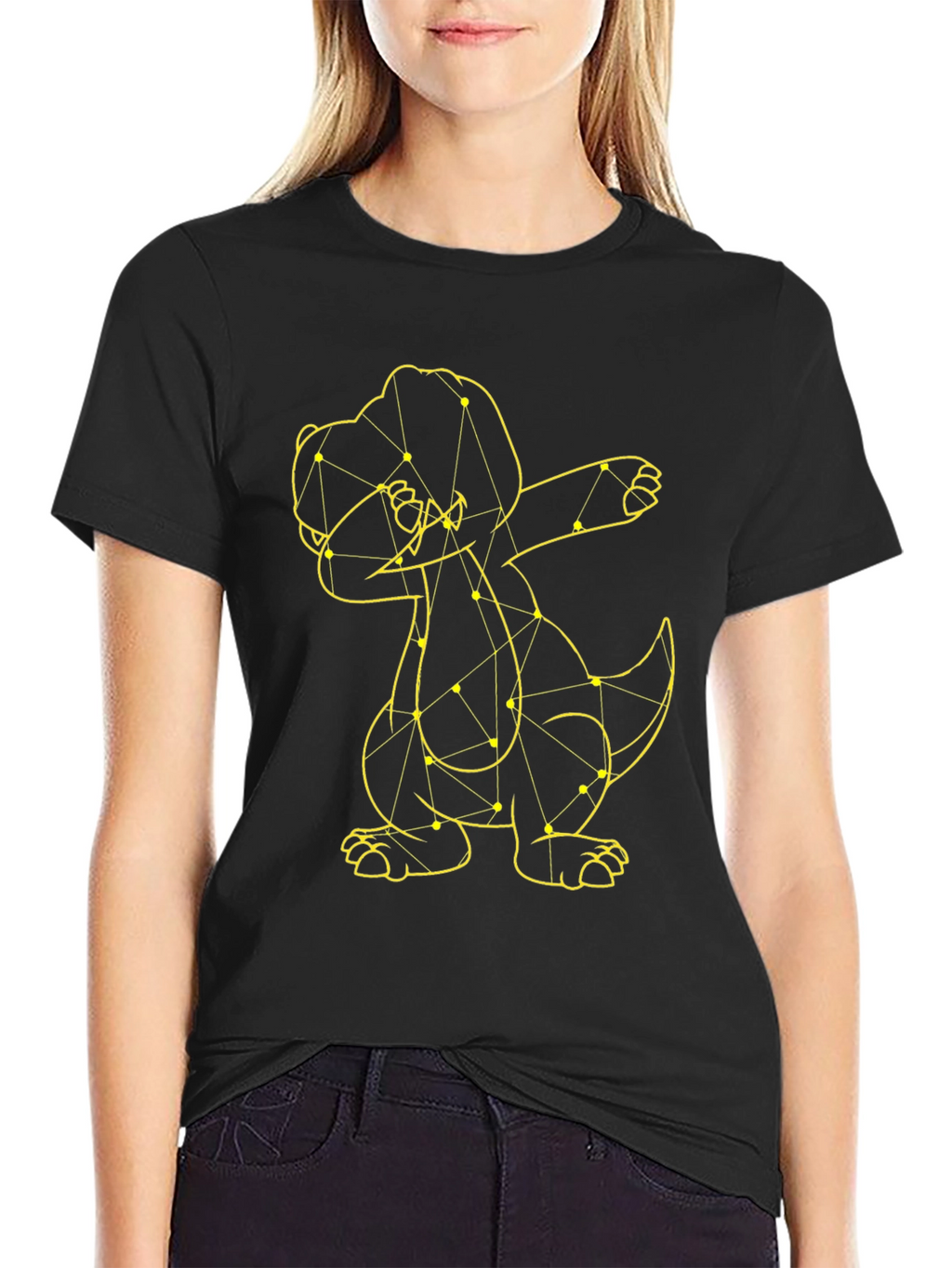 Dabbing Dinosaur Tee - Black Cotton T-Shirt