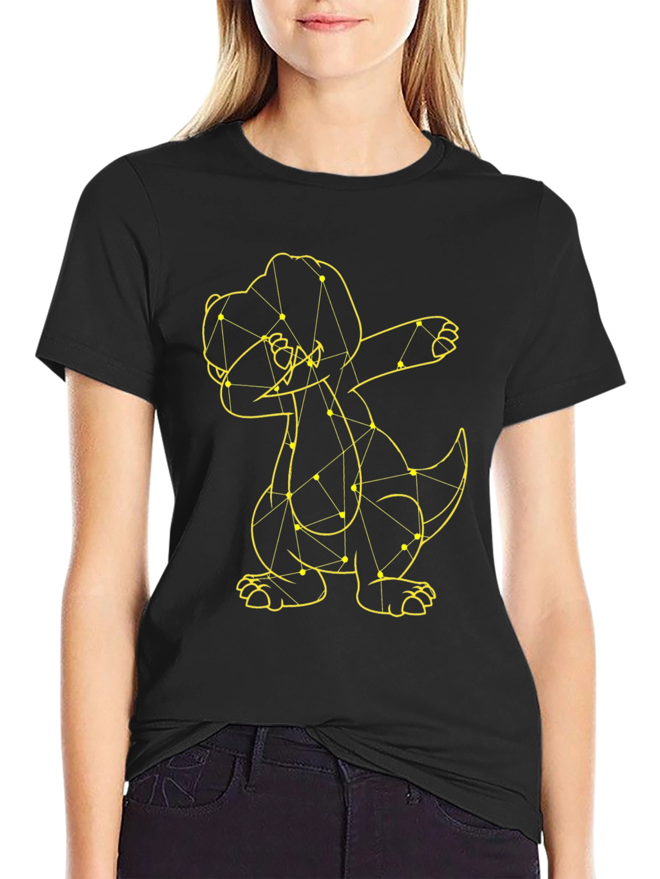 Dabbing Dinosaur Tee - Black Cotton T-Shirt