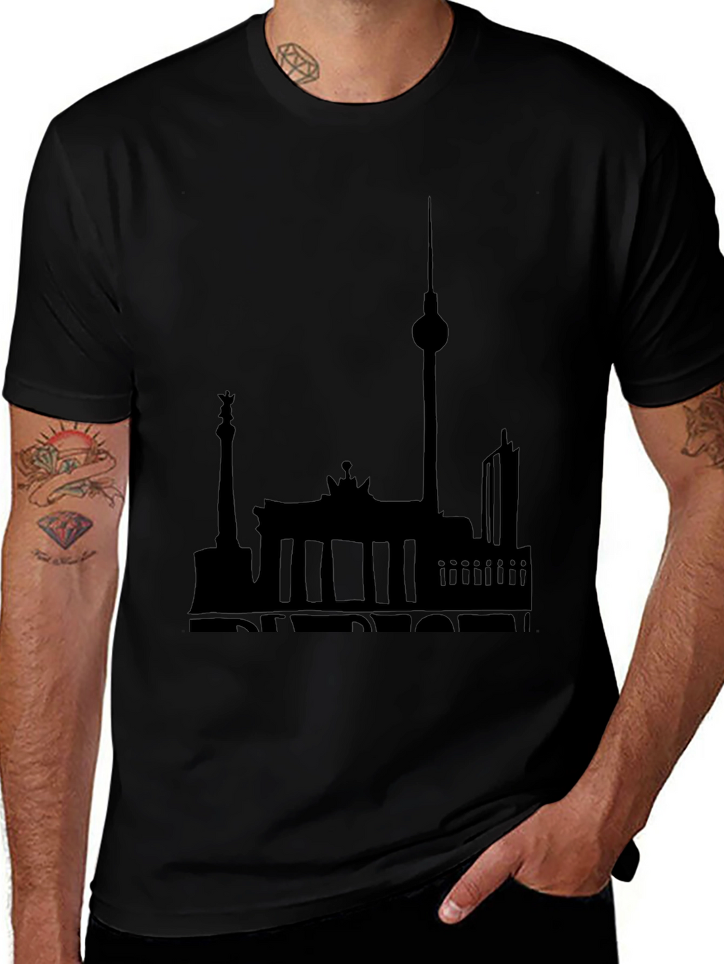 Berlin Skyline Graphic Tee - Soft Cotton Black T-Shirt
