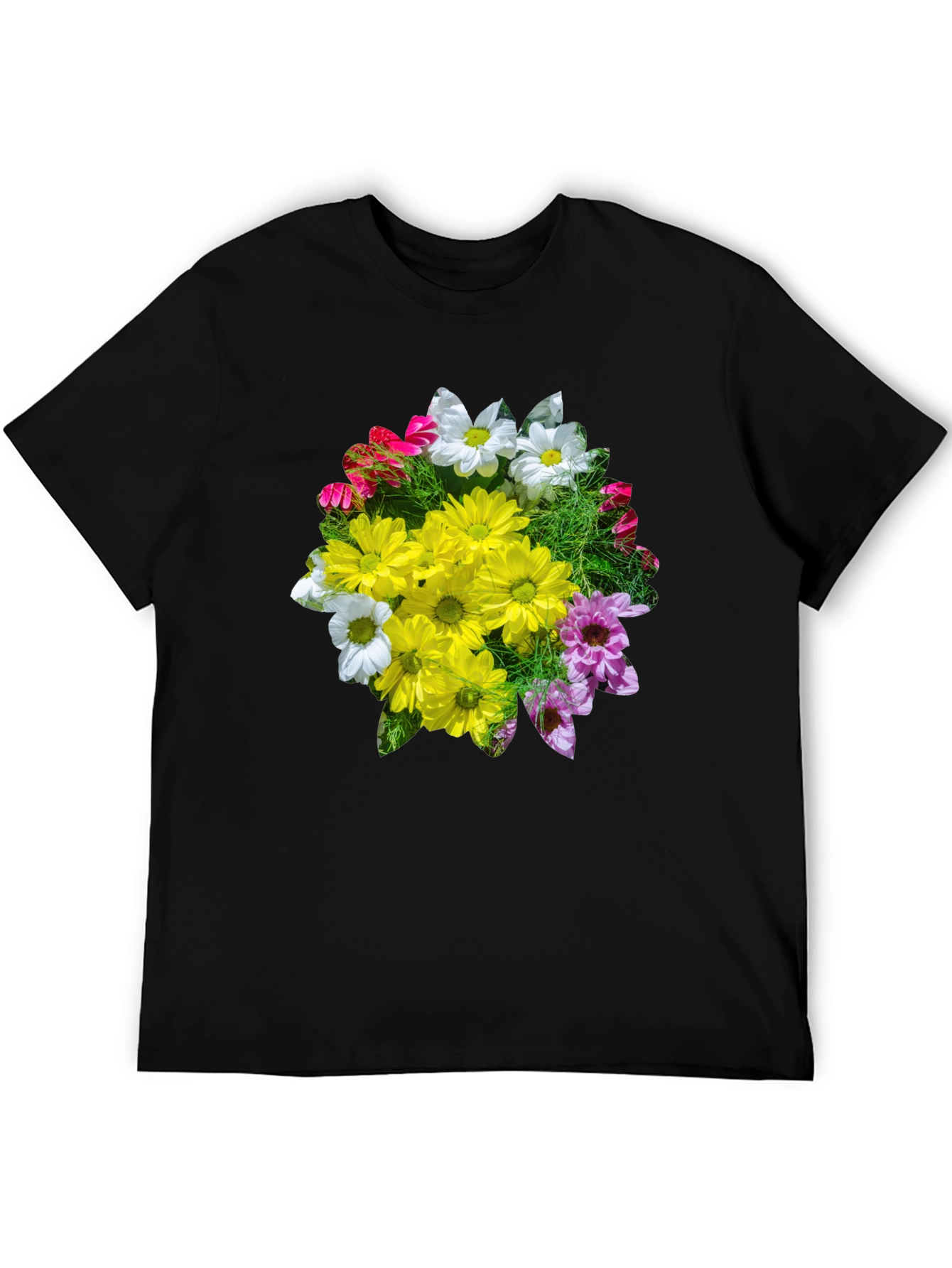 Floral Graphic T-Shirt - Black Casual Tee