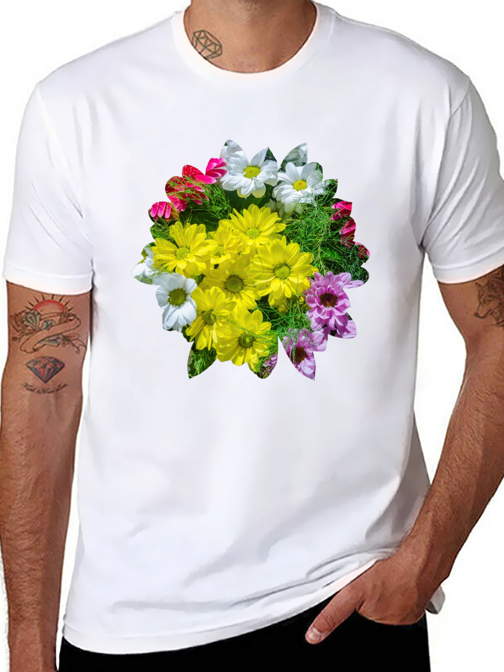 Floral Graphic T-Shirt - Black Casual Tee