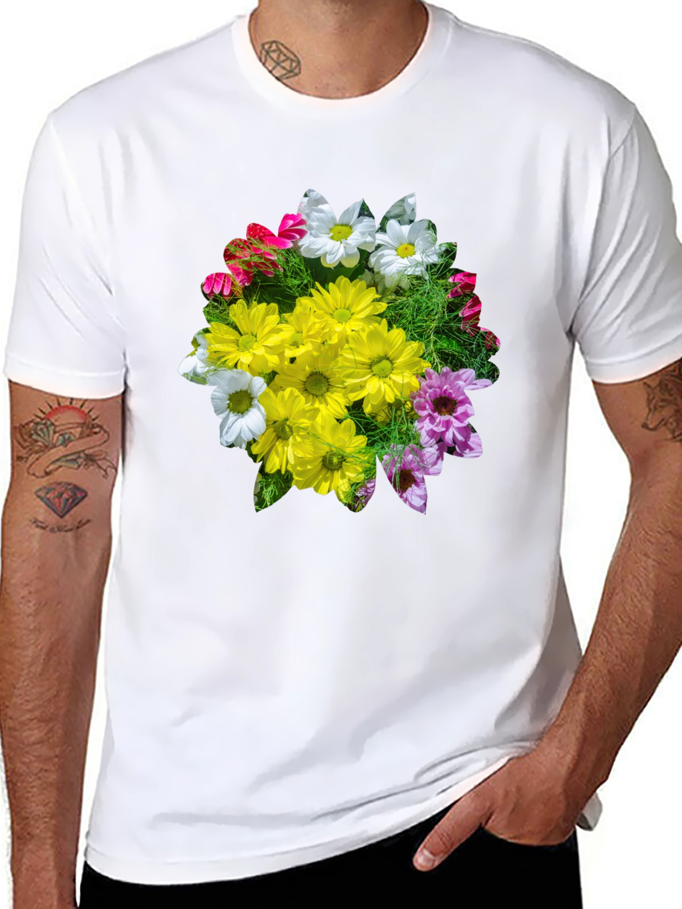 Floral Graphic T-Shirt - Black Casual Tee