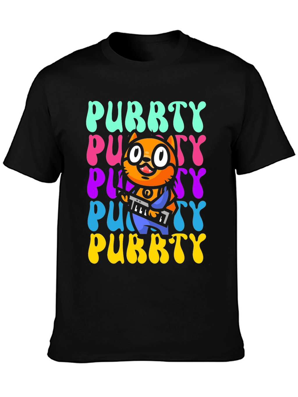 Purrty Cat Graphic Tee - Novelty Kitten Shirt