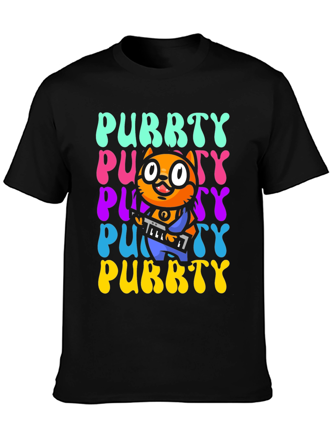 Purrty Cat Graphic Tee - Novelty Kitten Shirt