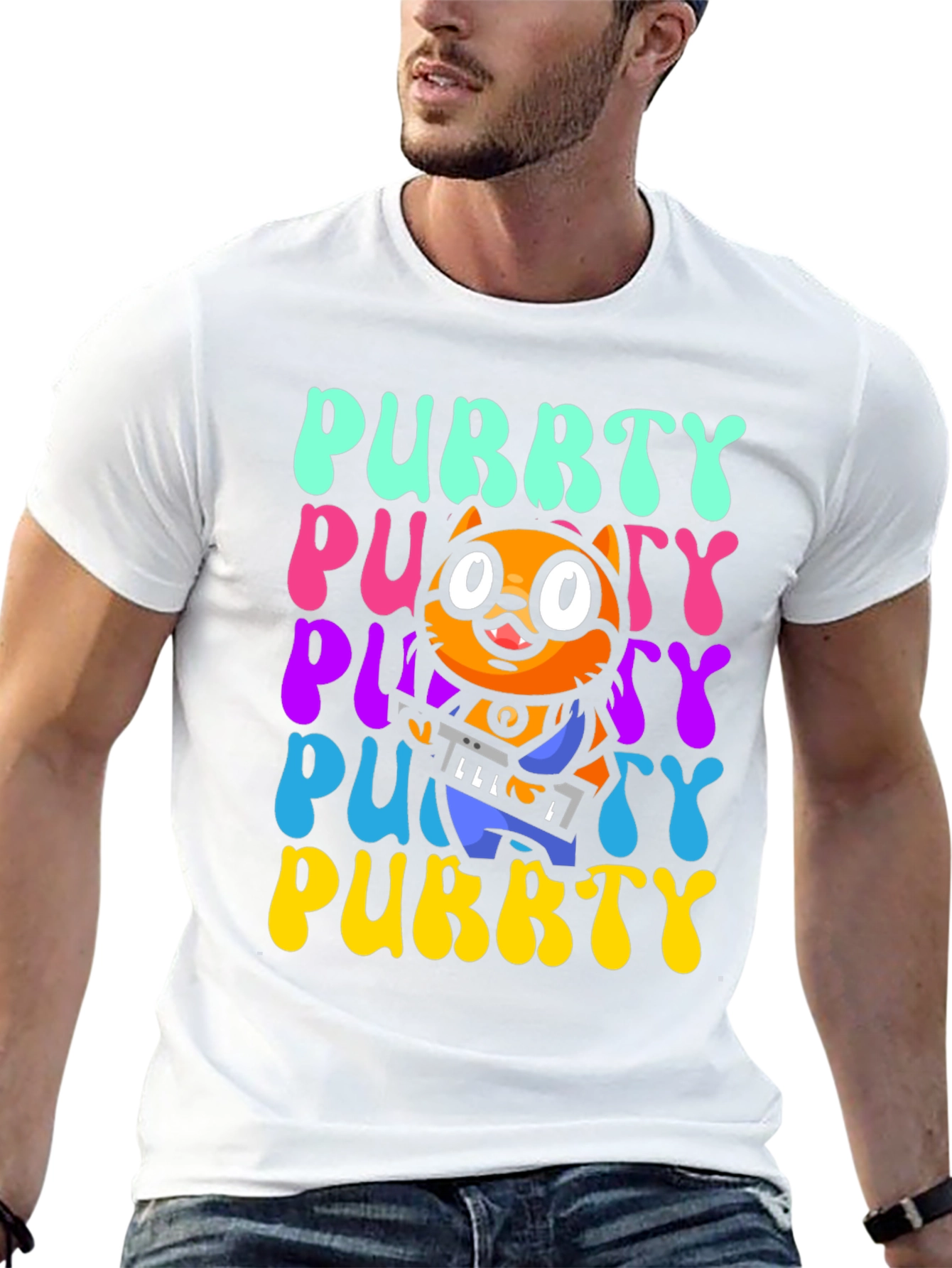 Purrty Cat Graphic Tee - Novelty Kitten Shirt