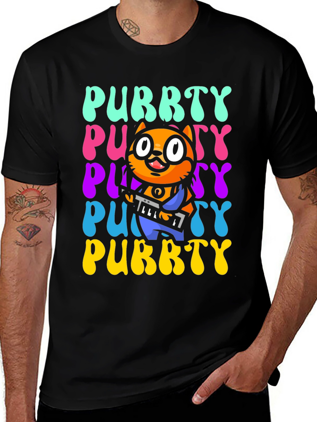 Purrty Cat Graphic Tee - Novelty Kitten Shirt