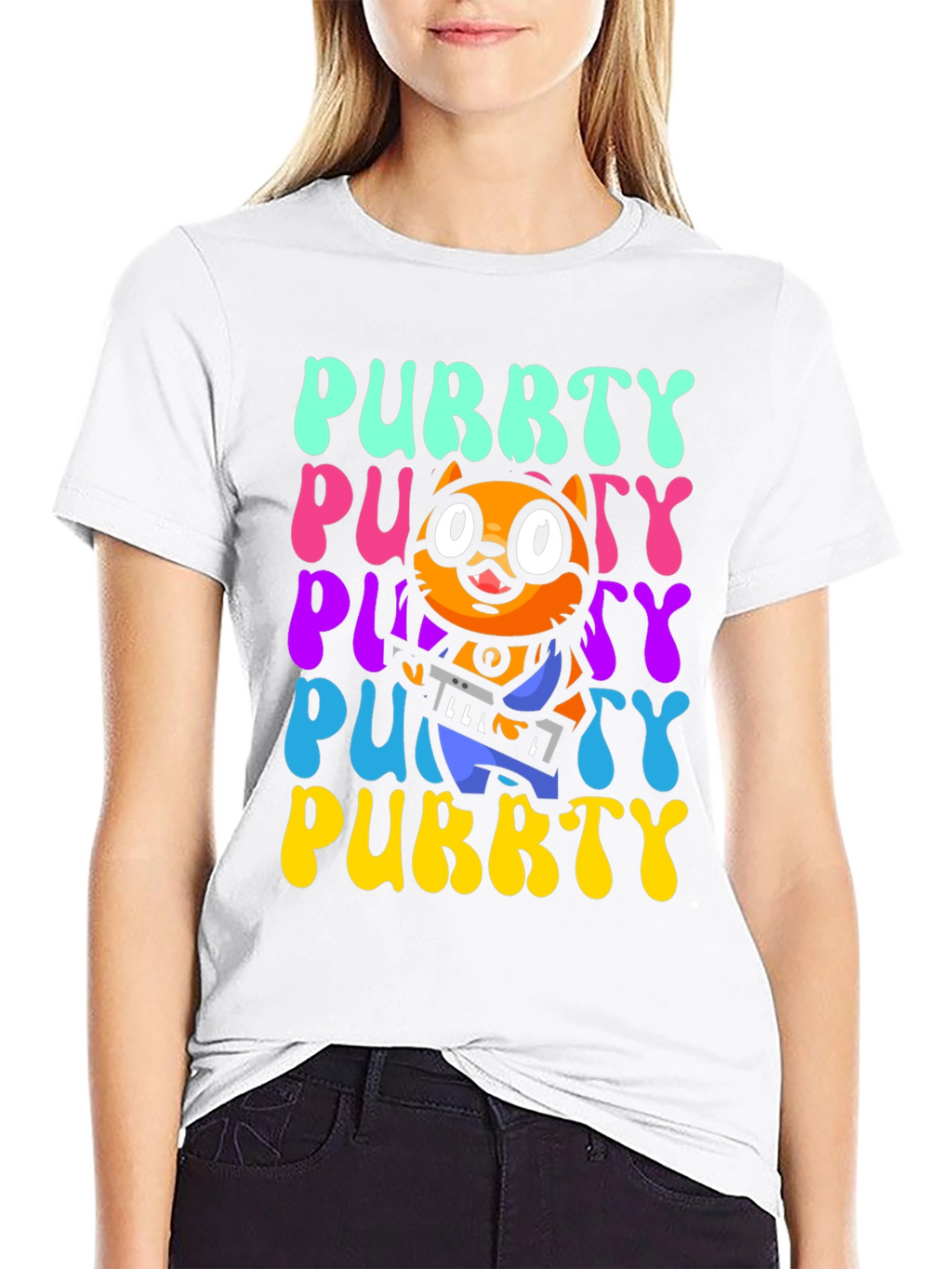 Purrty Cat Graphic Tee - Novelty Kitten Shirt