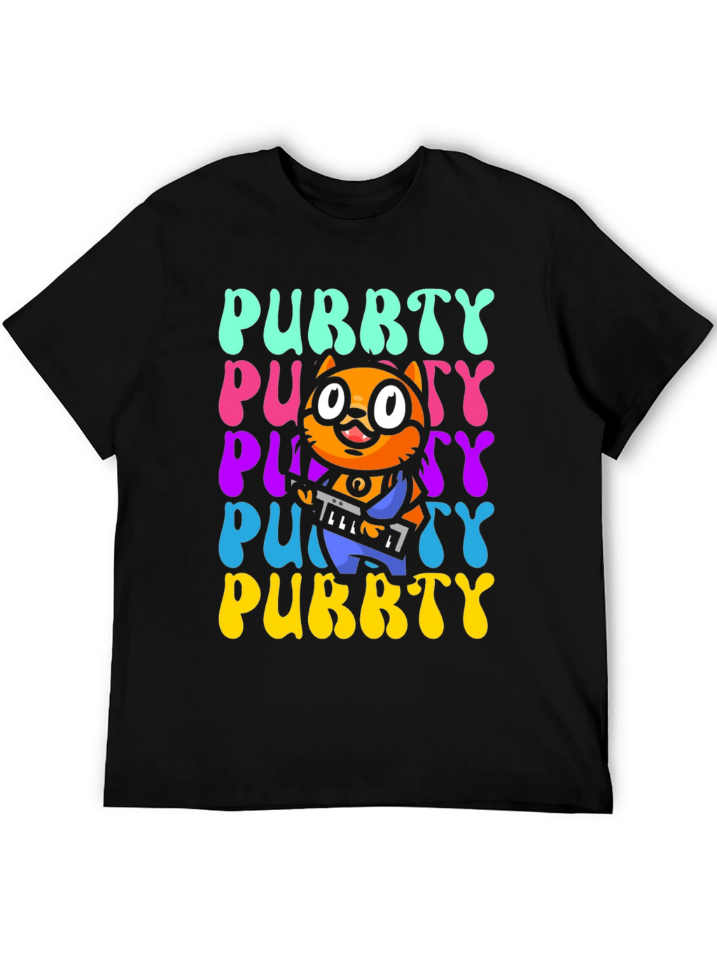 Purrty Cat Graphic Tee - Novelty Kitten Shirt