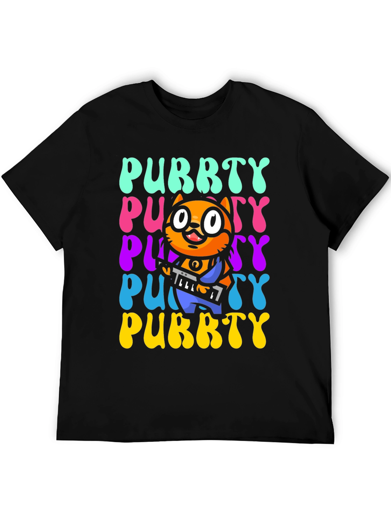 Purrty Cat Graphic Tee - Novelty Kitten Shirt