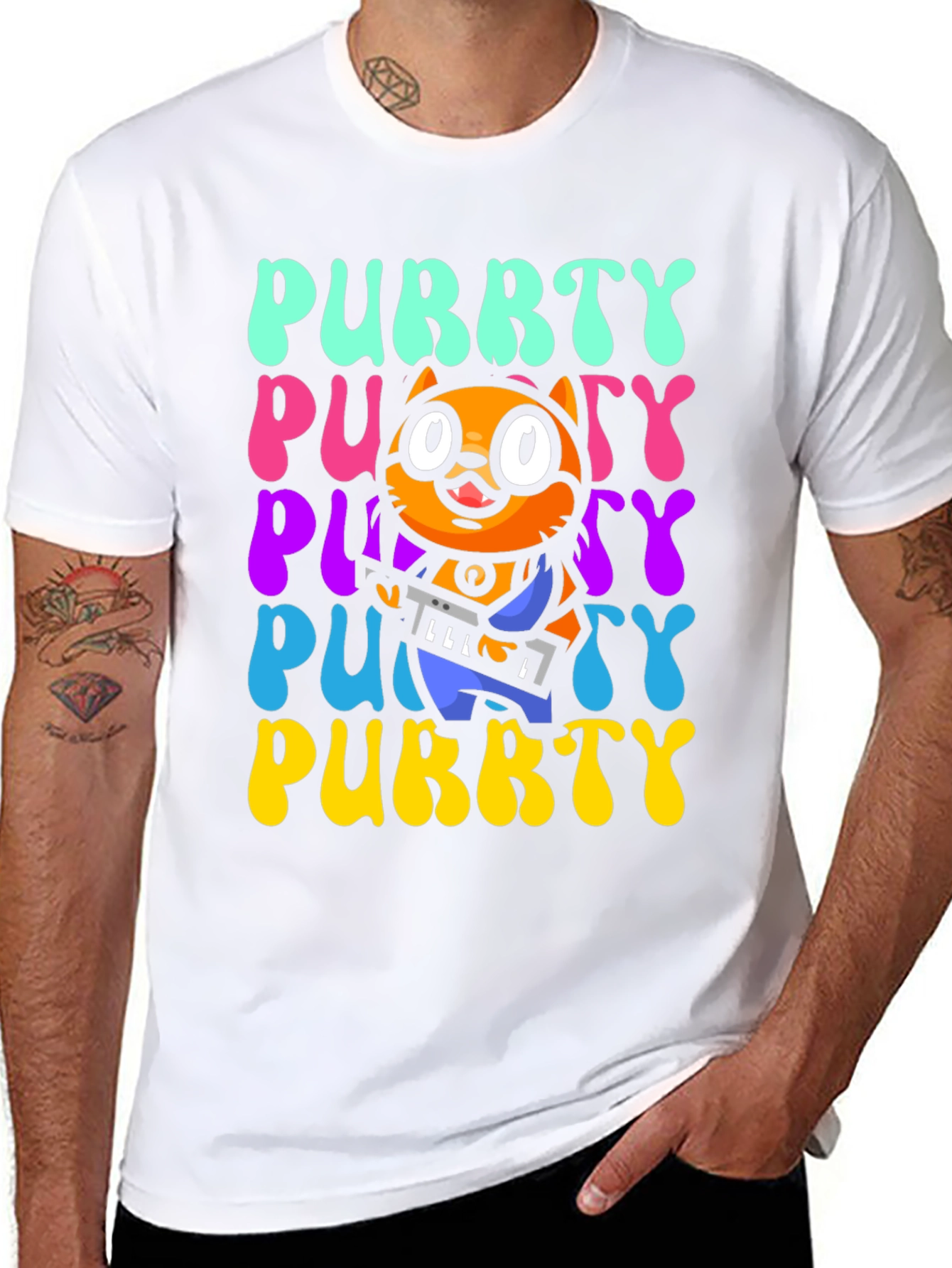 Purrty Cat Graphic Tee - Novelty Kitten Shirt