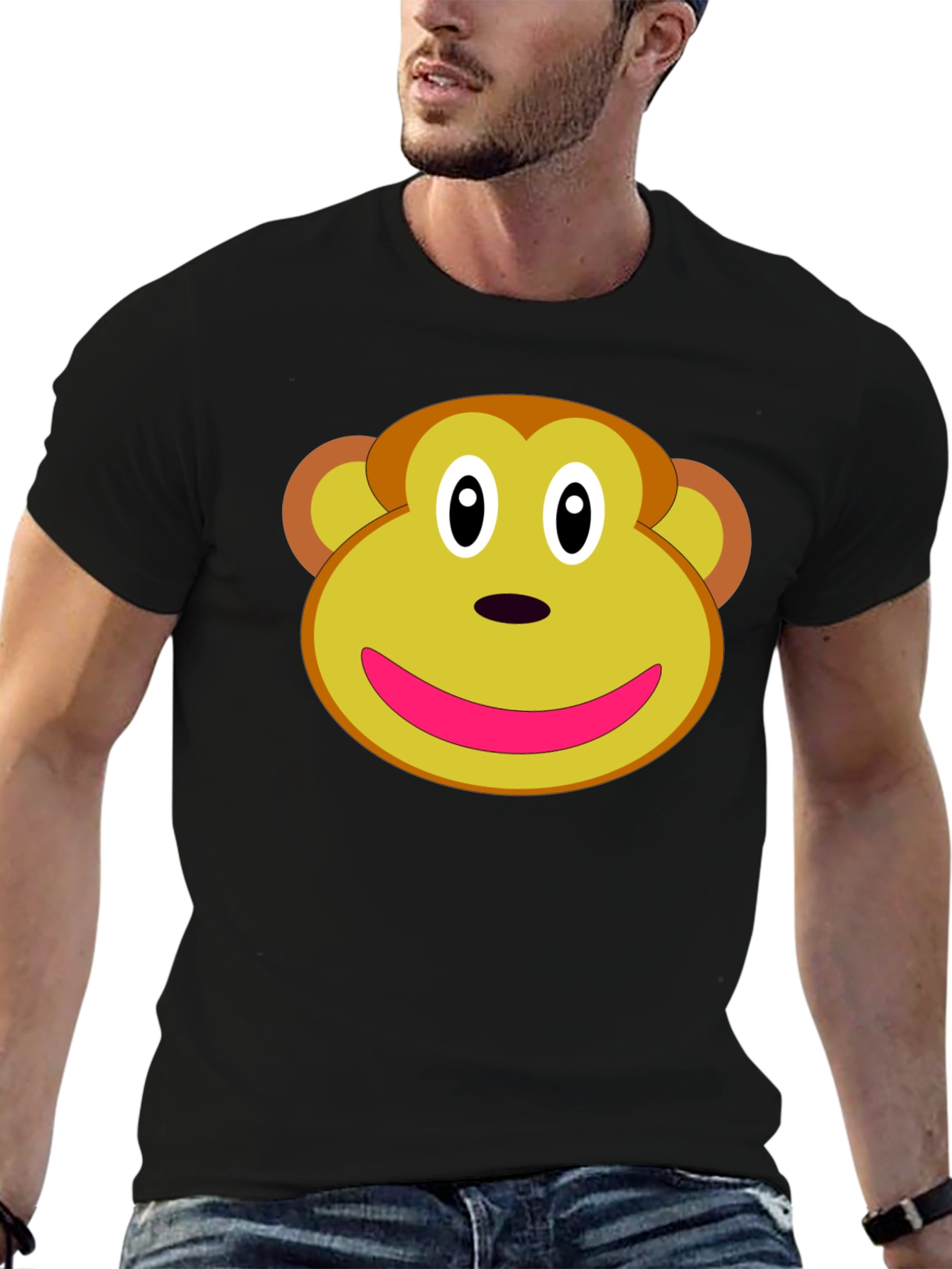 Monkey Face Graphic Tee - Novelty T-Shirt