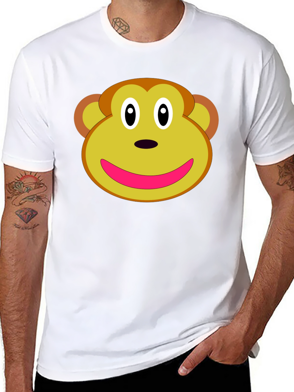 Monkey Face Graphic Tee - Novelty T-Shirt