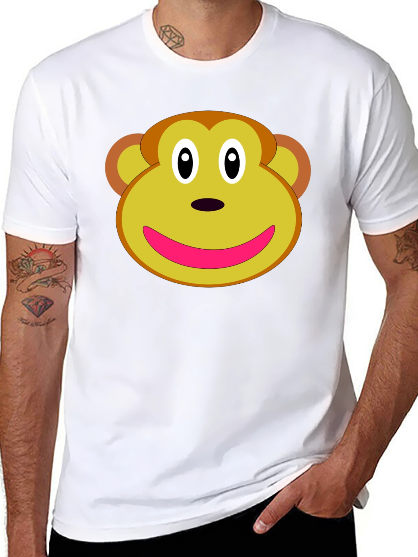Monkey Face Graphic Tee - Novelty T-Shirt