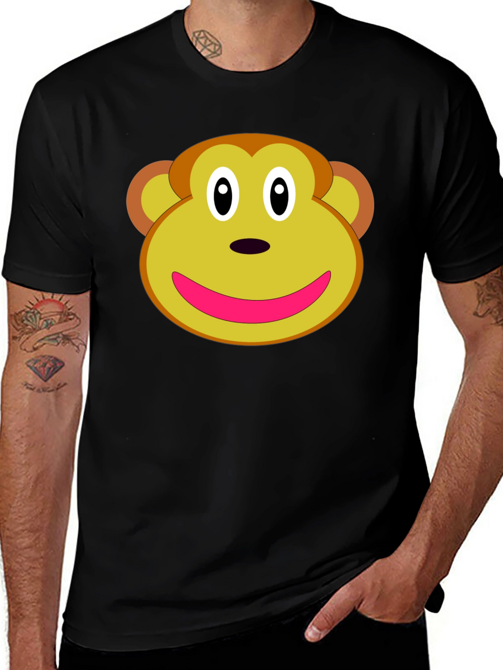 Monkey Face Graphic Tee - Novelty T-Shirt