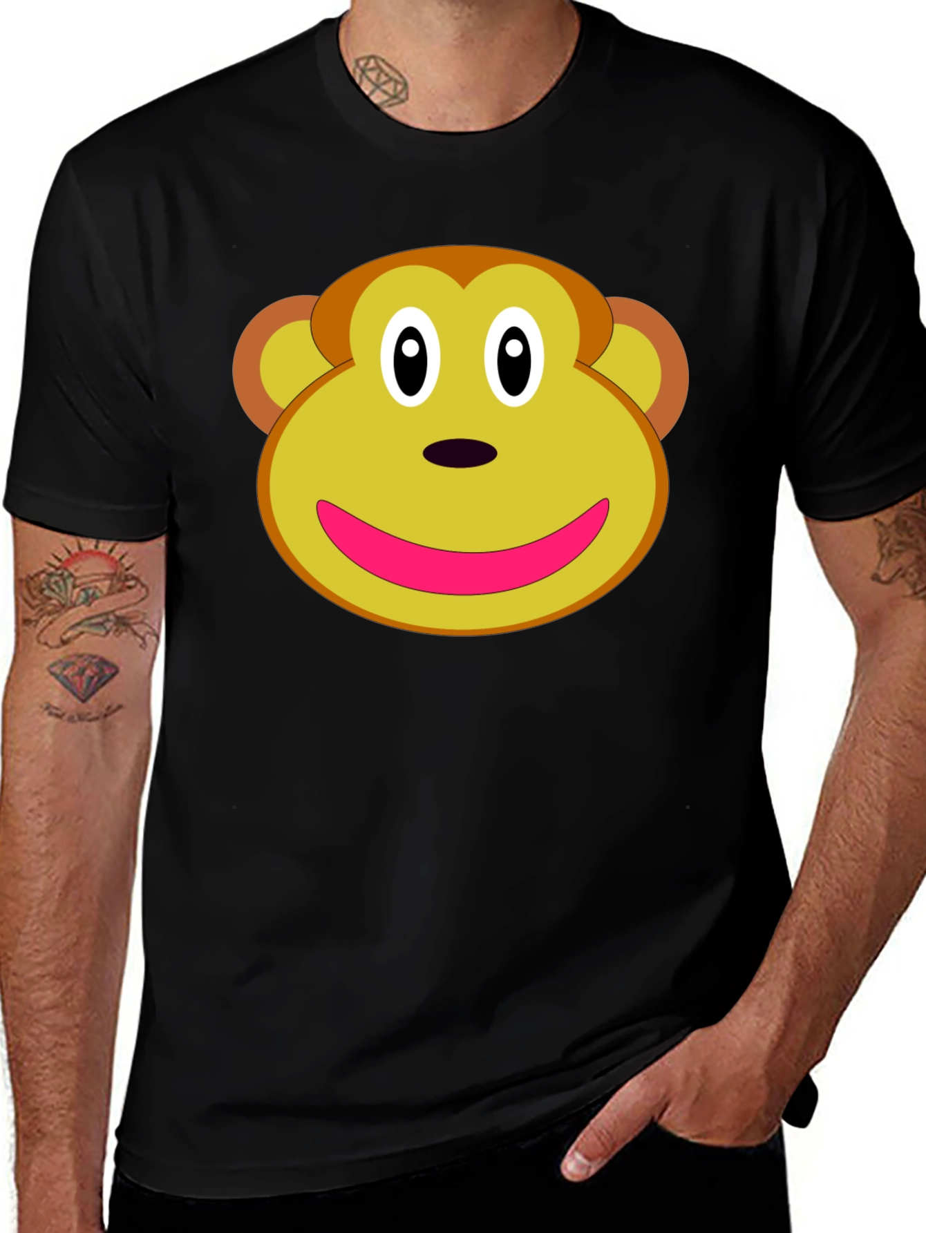 Monkey Face Graphic Tee - Novelty T-Shirt