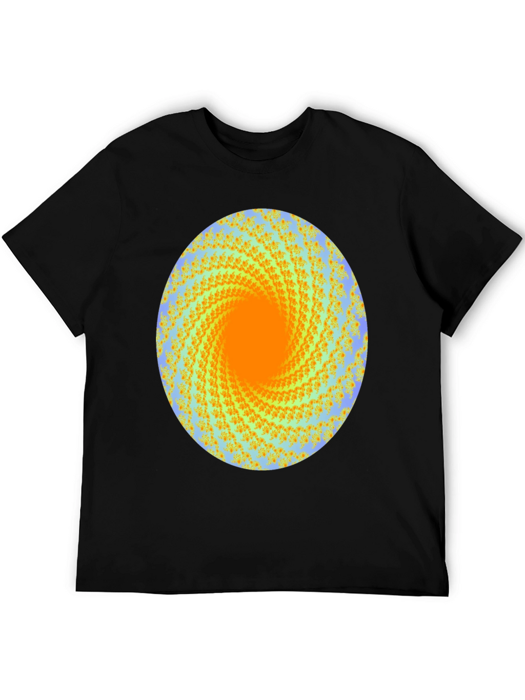 Spiral Graphic Print Crew Neck Tee - Black