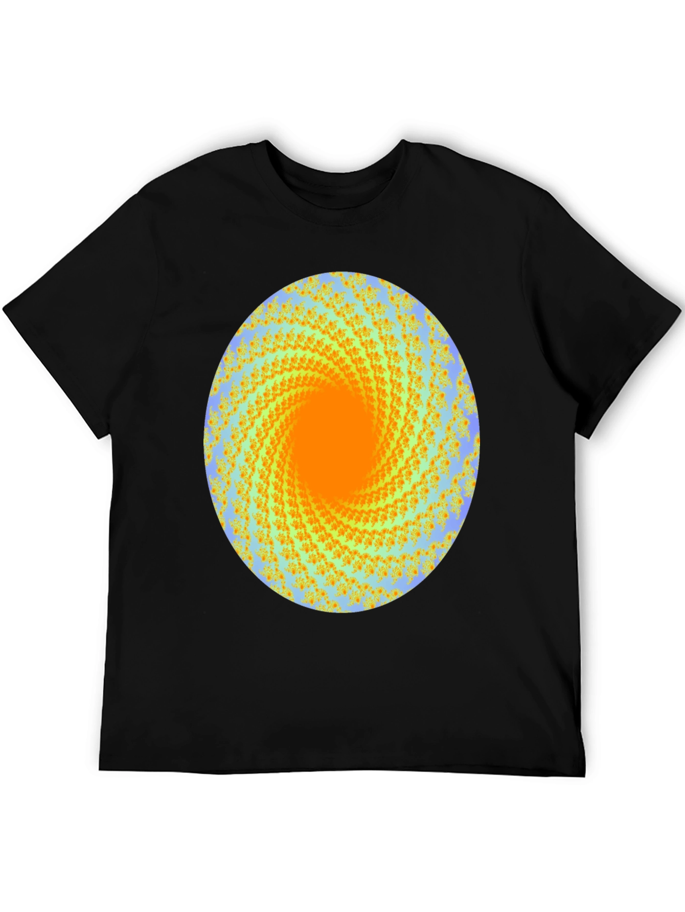 Spiral Graphic Print Crew Neck Tee - Black