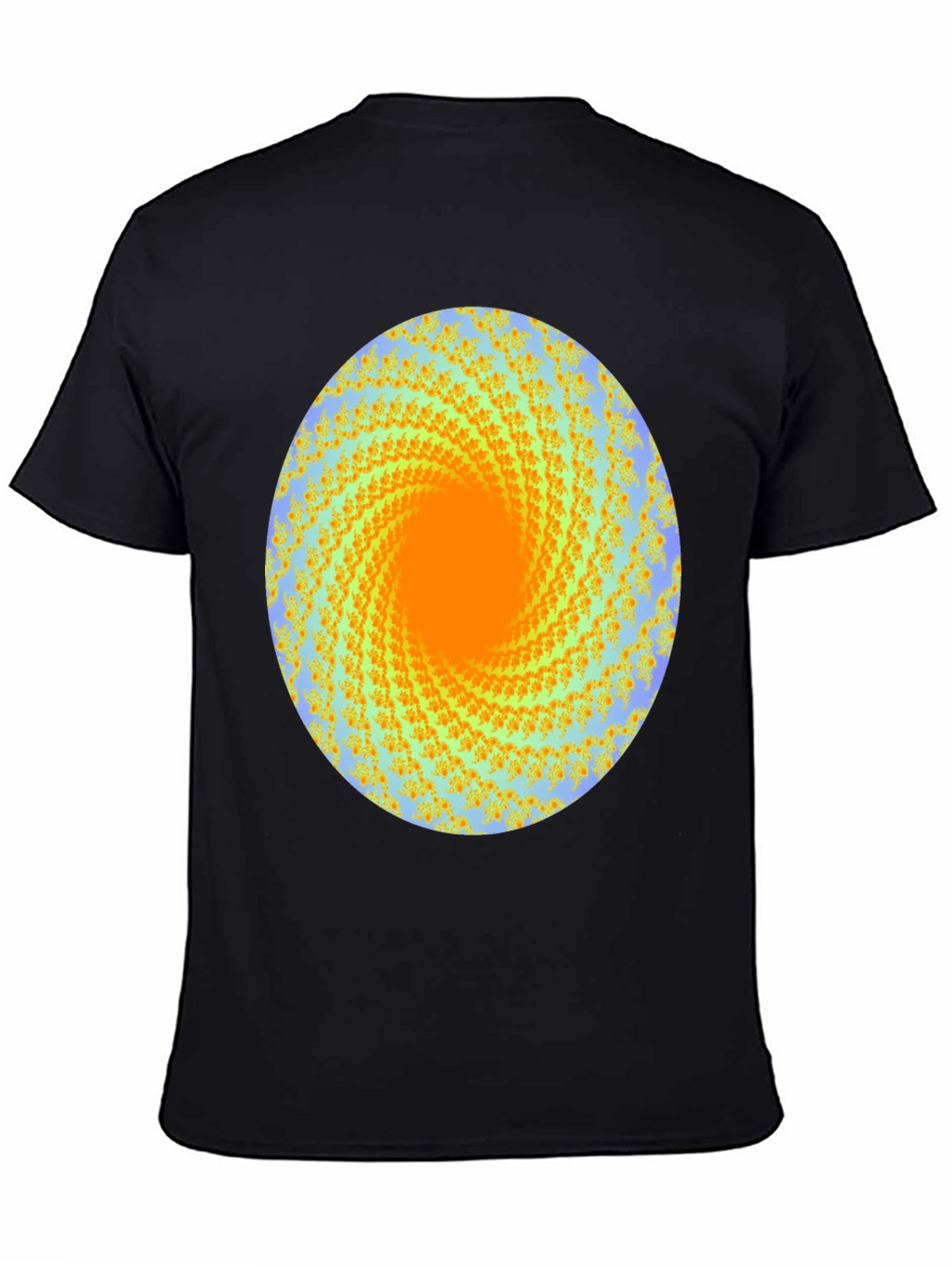 Spiral Graphic Print Crew Neck Tee - Black