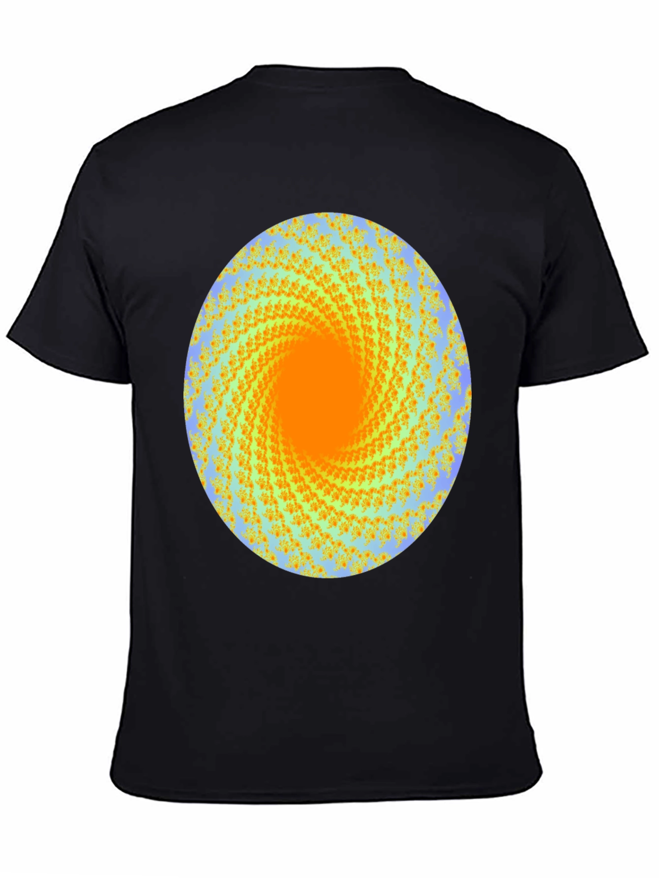 Spiral Graphic Print Crew Neck Tee - Black