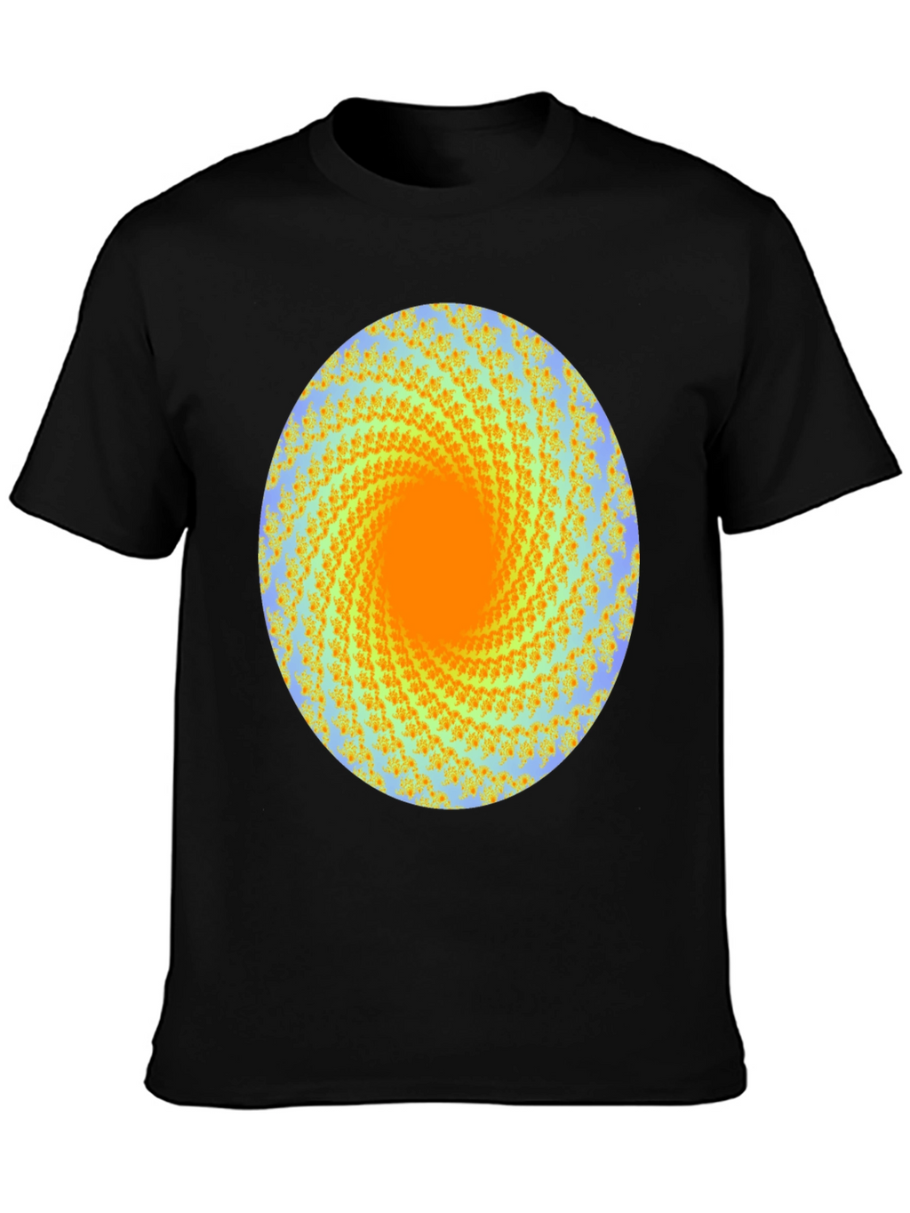 Spiral Graphic Print Crew Neck Tee - Black