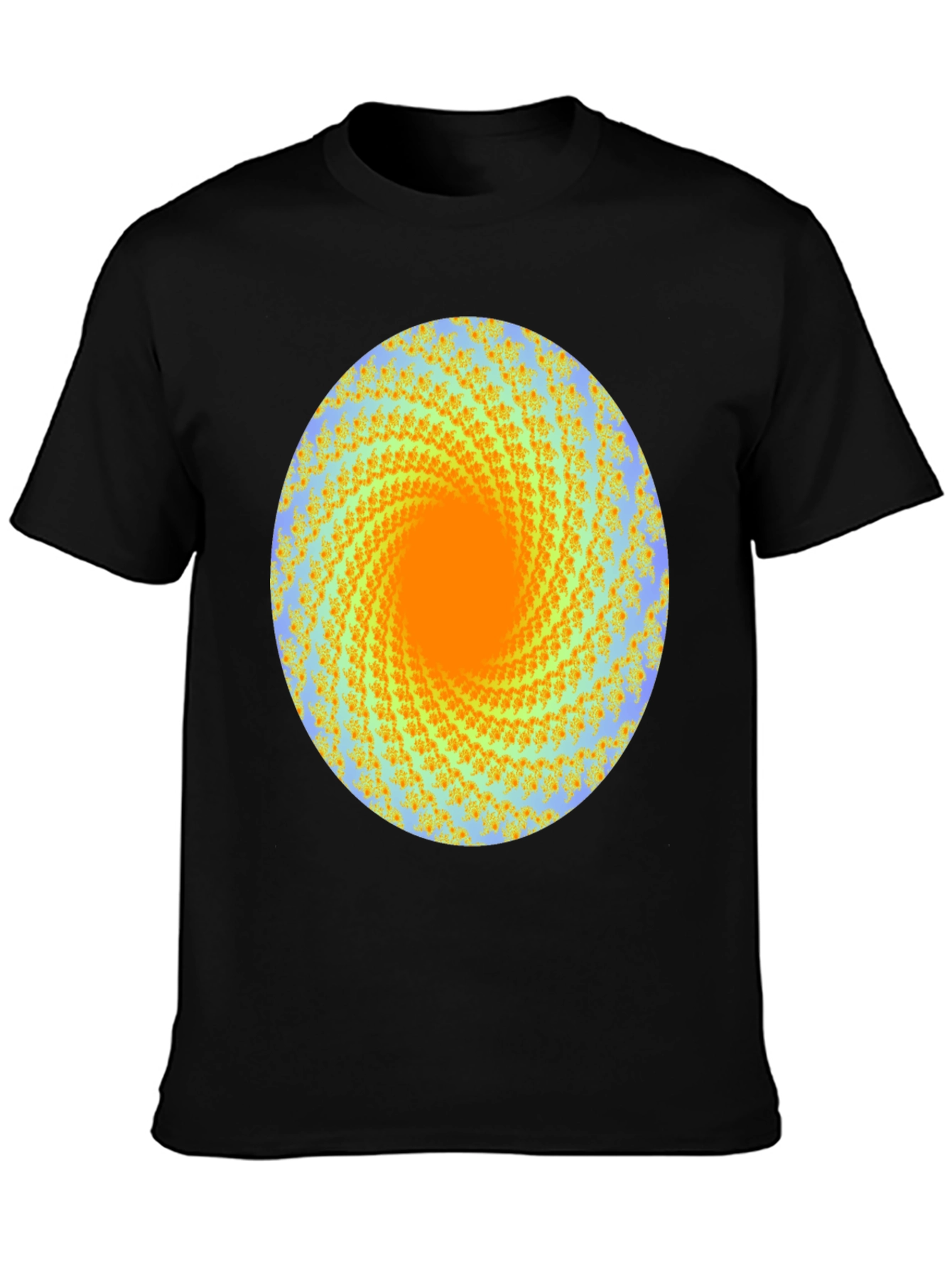 Spiral Graphic Print Crew Neck Tee - Black