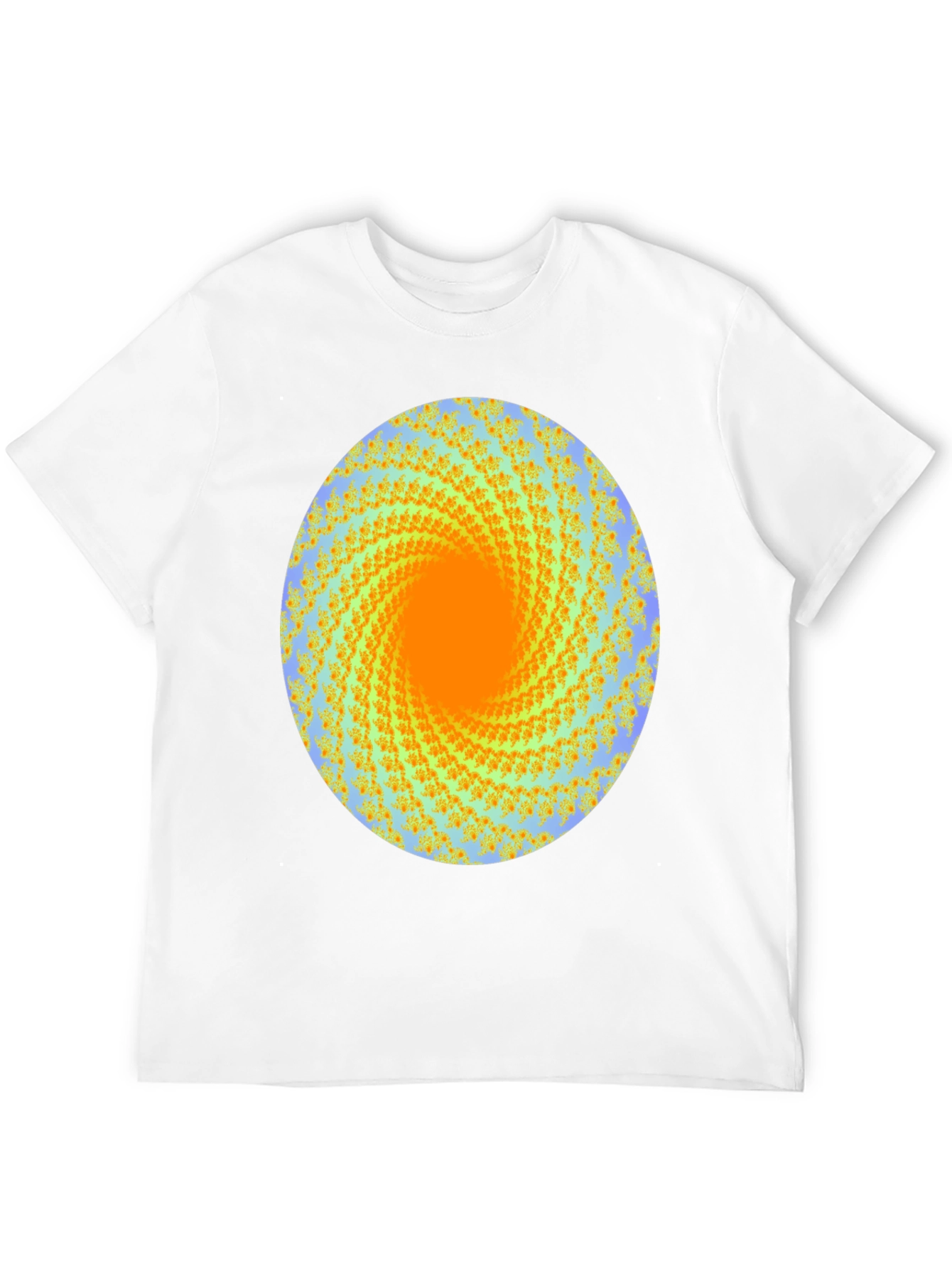 Spiral Graphic Print Crew Neck Tee - Black
