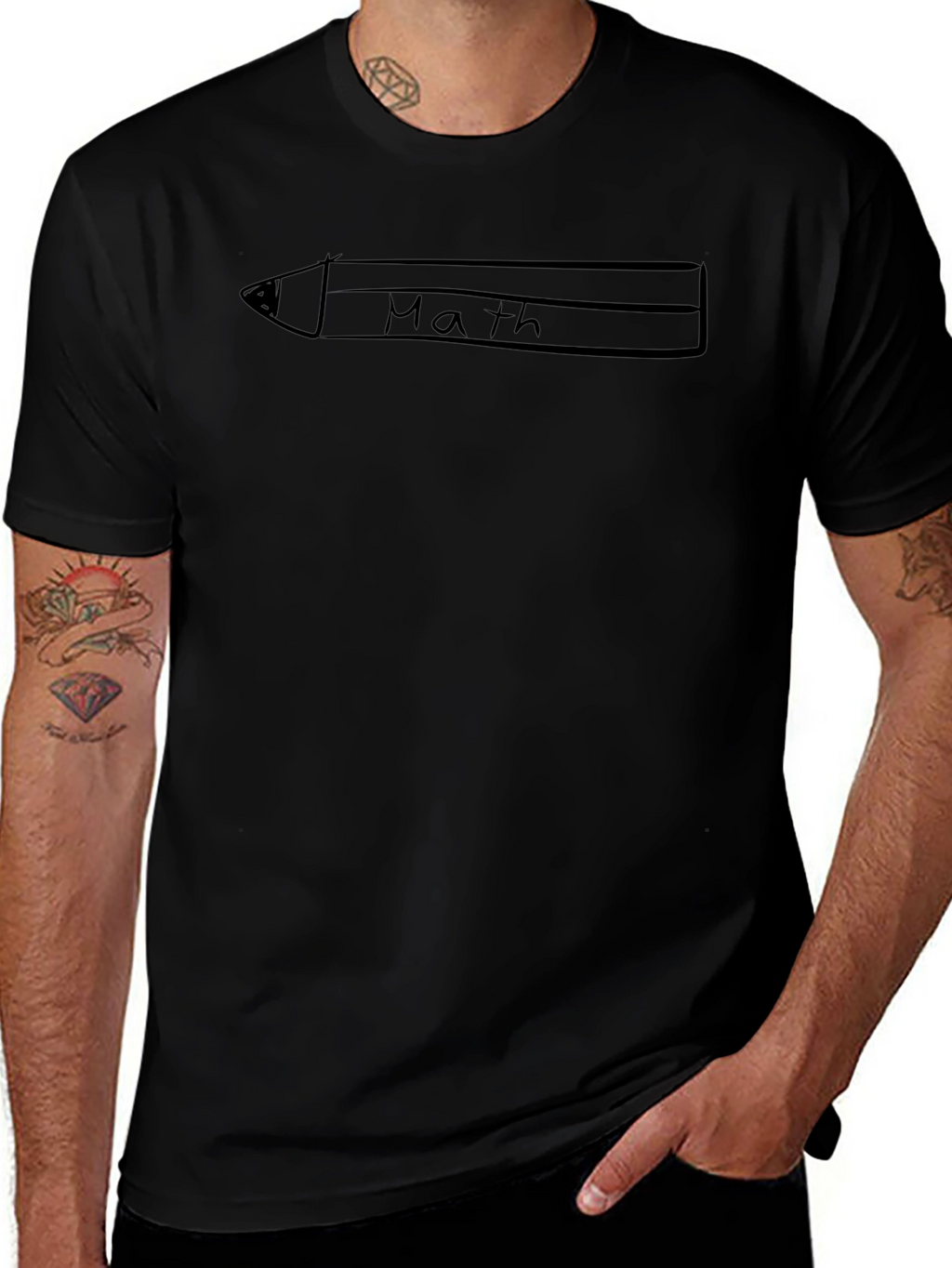 Math Pencil Graphic Tee - Black Cotton T-Shirt