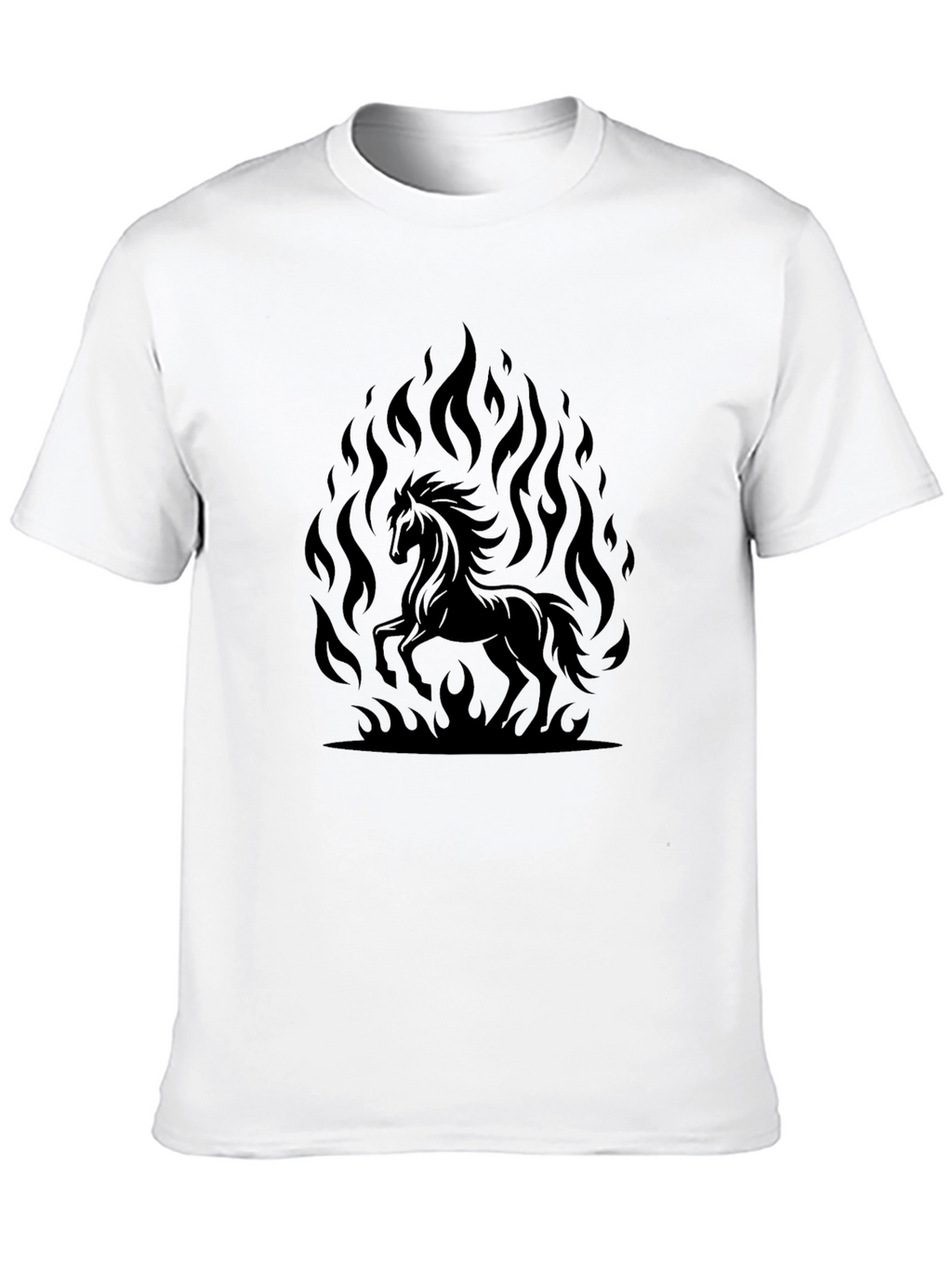 Black Horse in Flames Graphic Tee