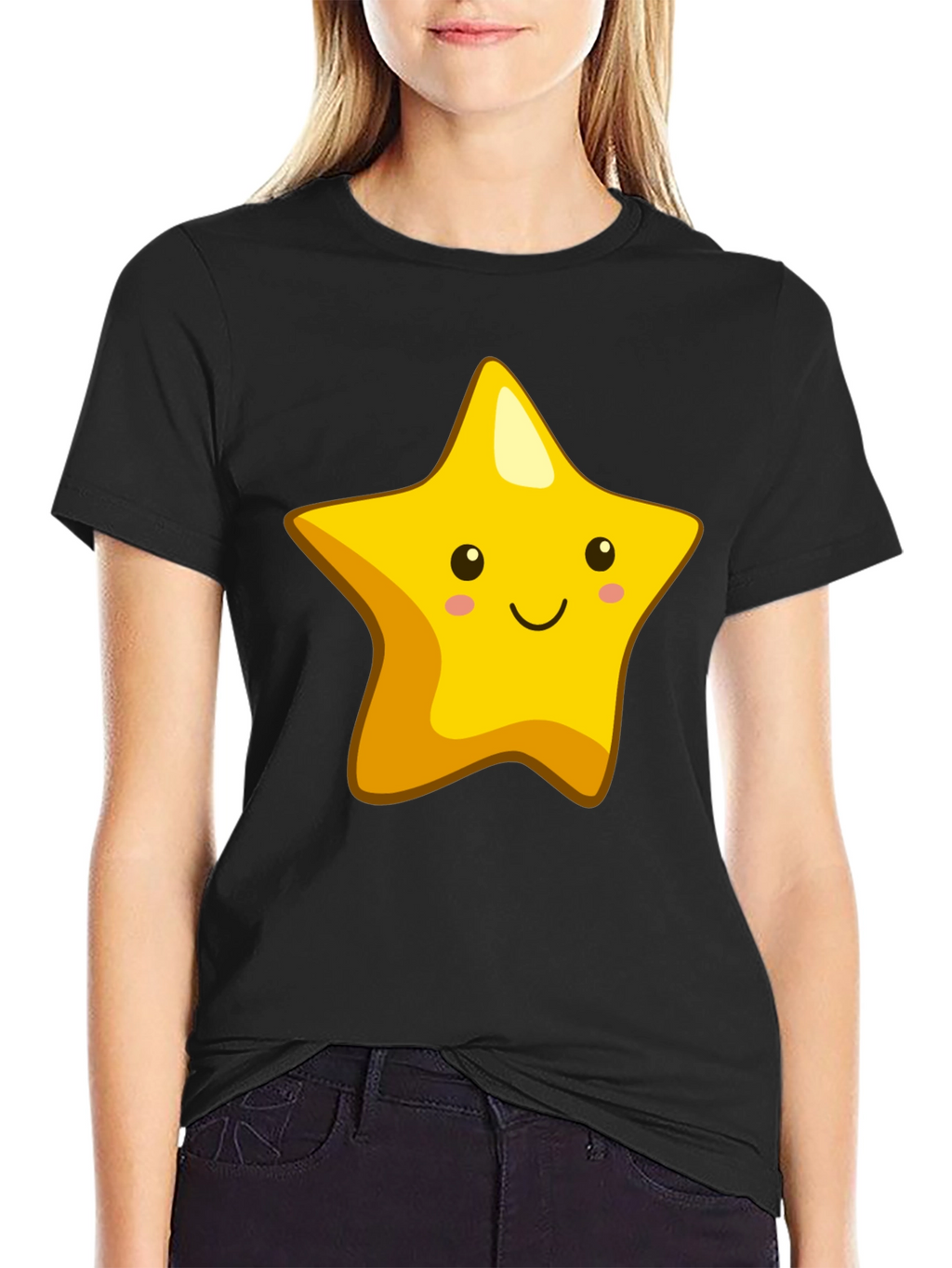 Cute Star Graphic Black T-Shirt