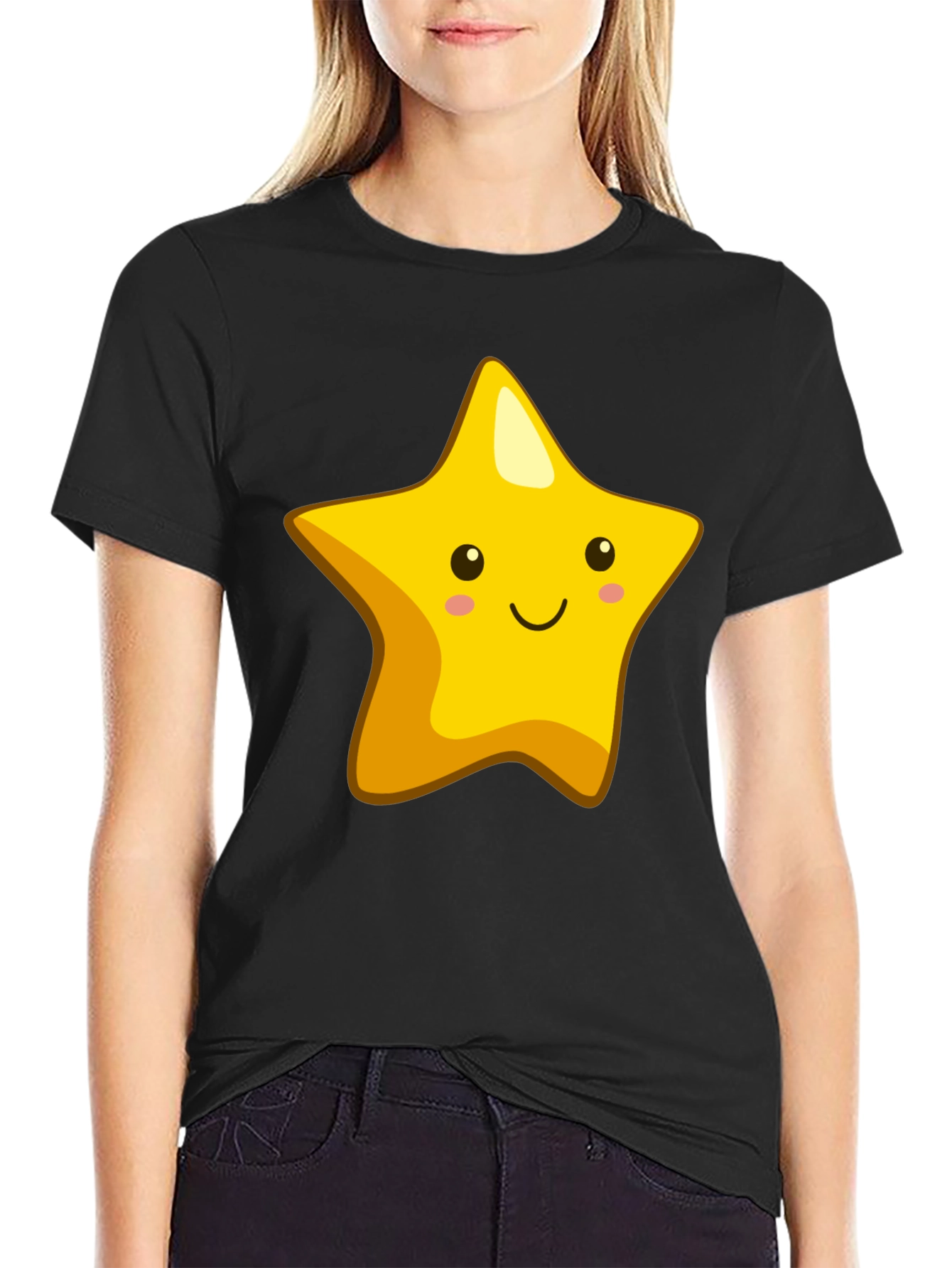 Cute Star Graphic Black T-Shirt