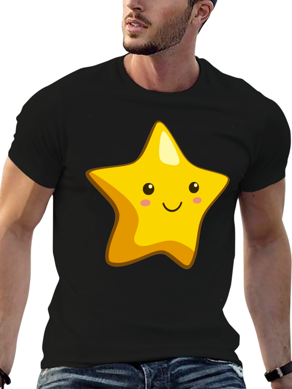 Cute Star Graphic Black T-Shirt