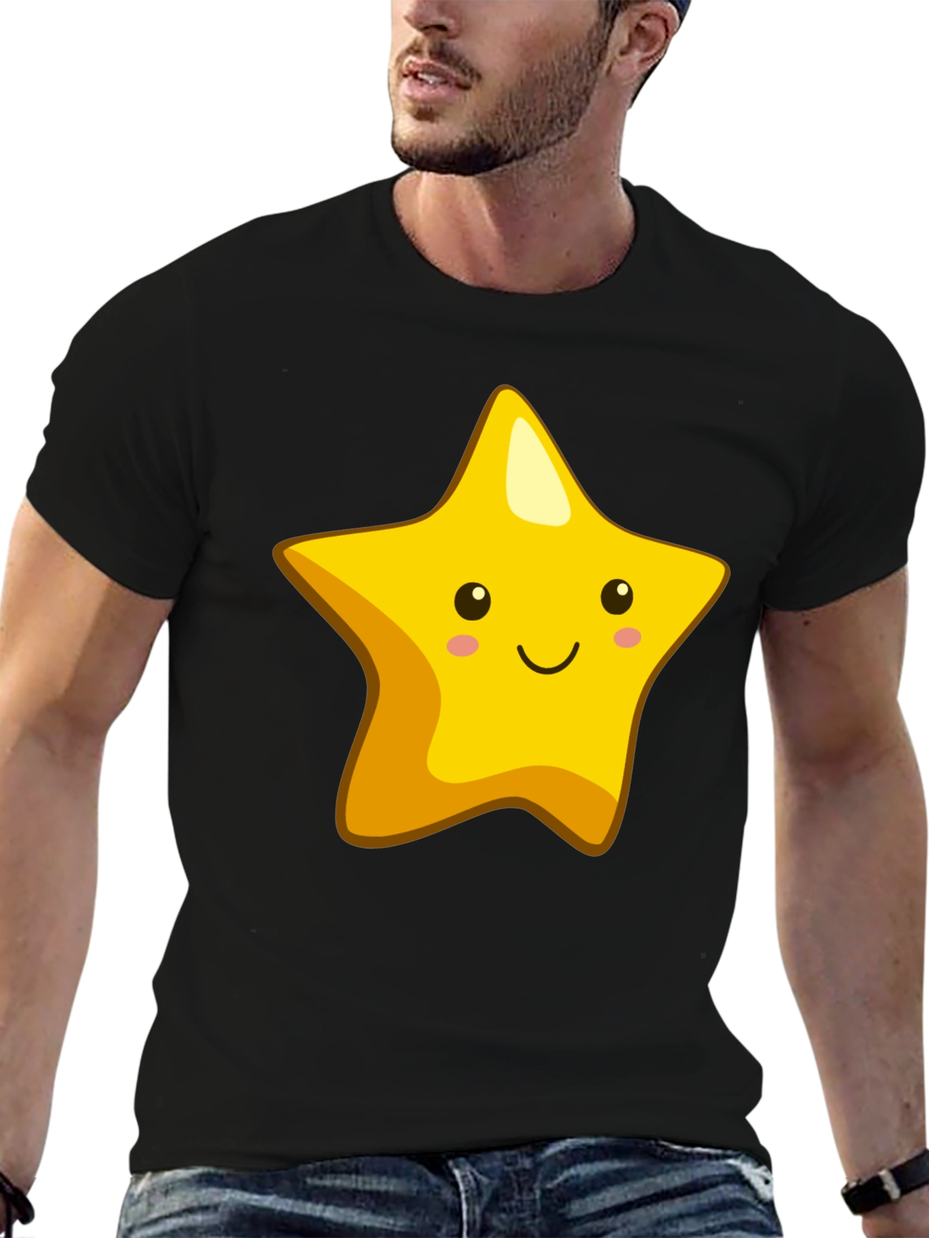 Cute Star Graphic Black T-Shirt