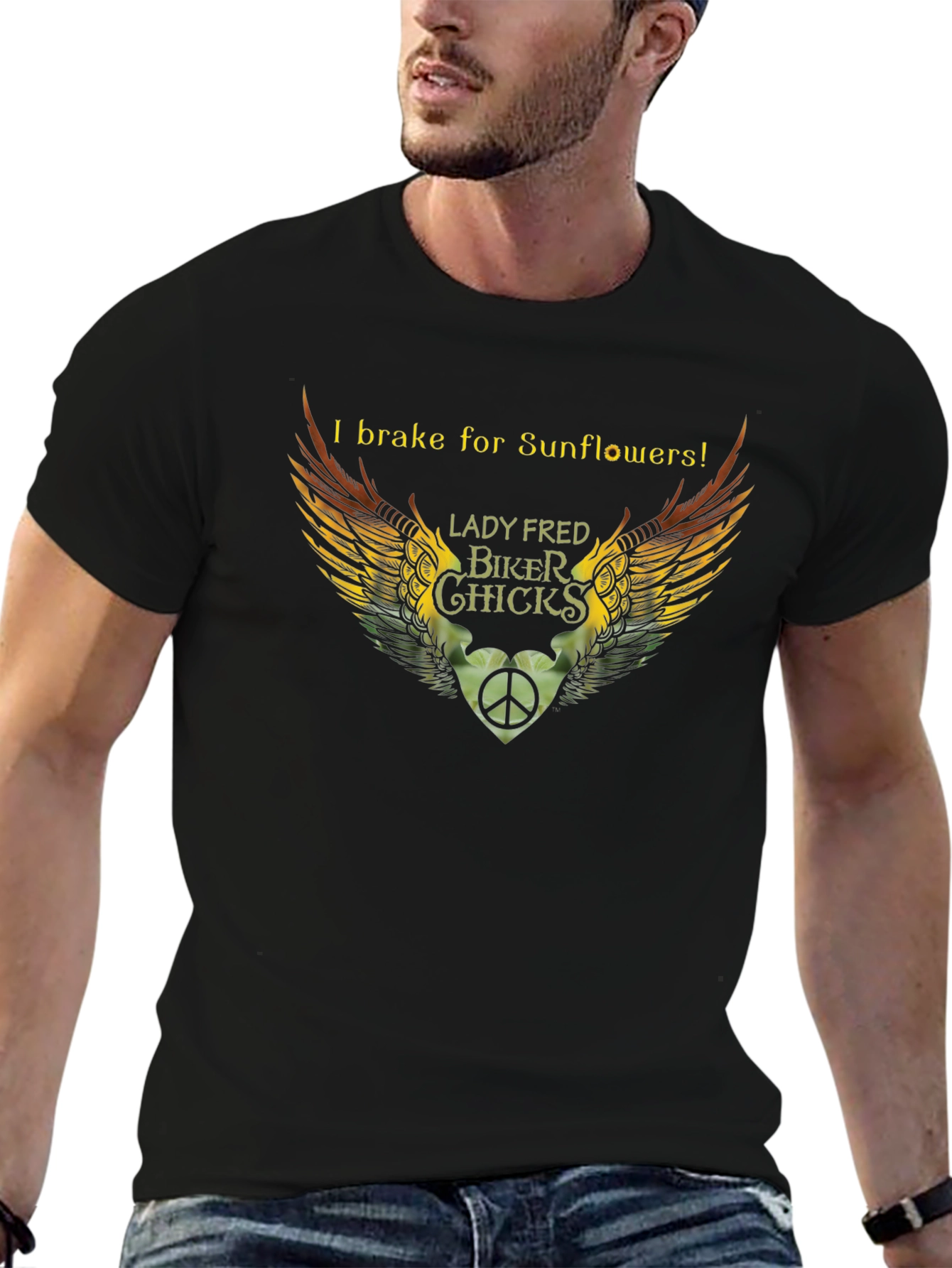 I Brake for Sunflowers Biker T-Shirt