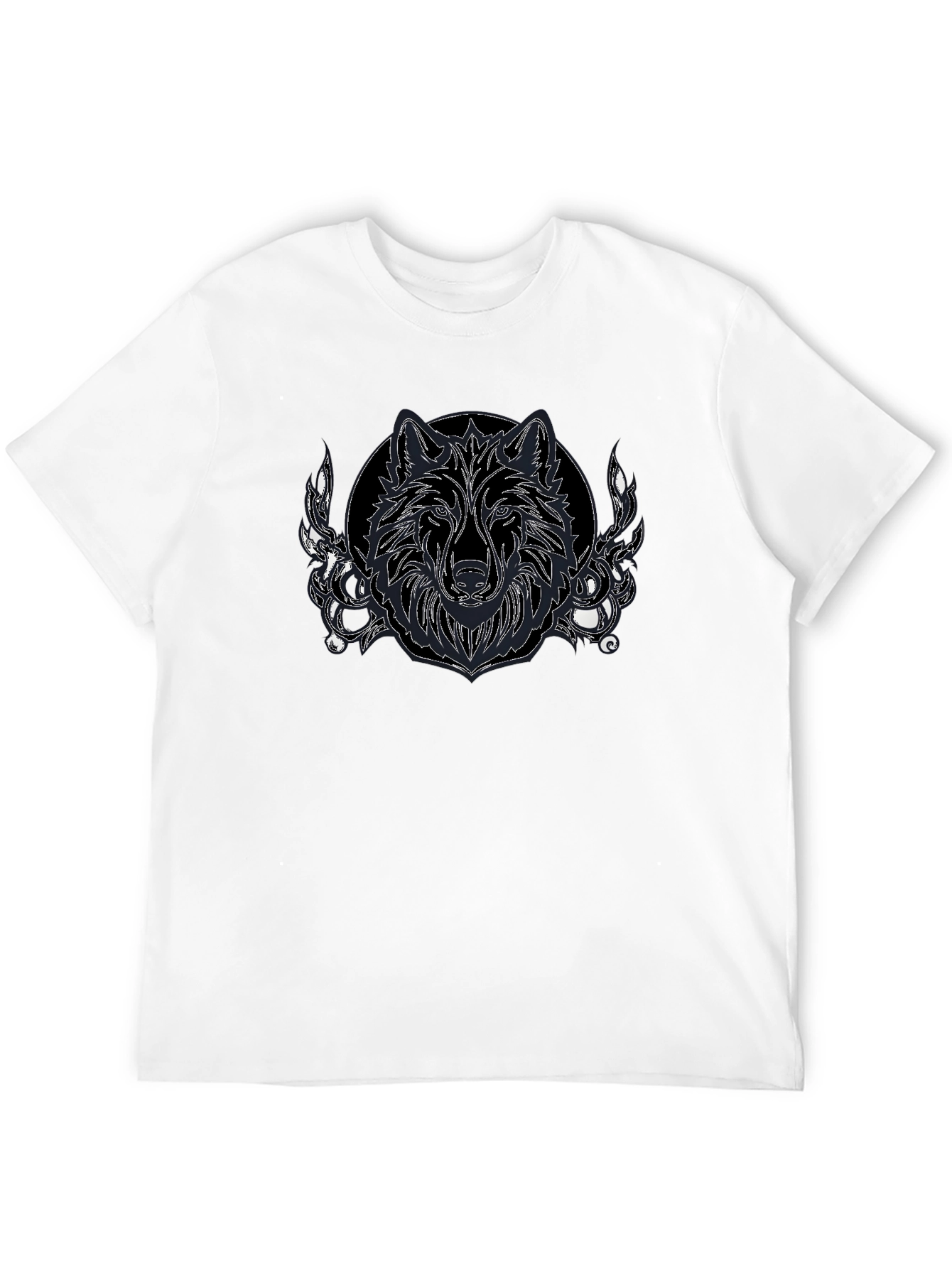 Wolf Graphic Print Black T-Shirt